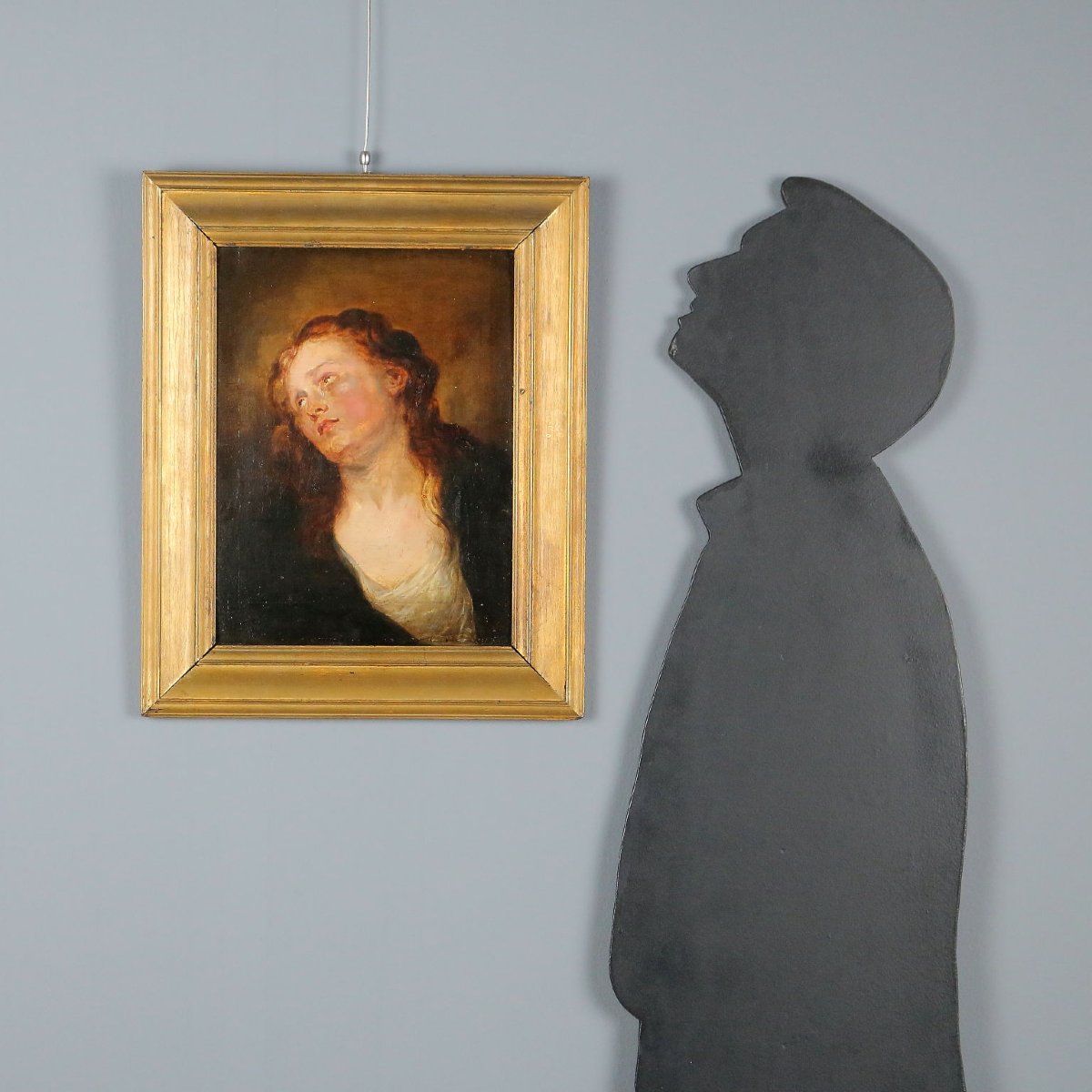 Ritratto di Maria Maddalena Seguace di Van Dyck Olio su Tavola '700 Originale-photo-2
