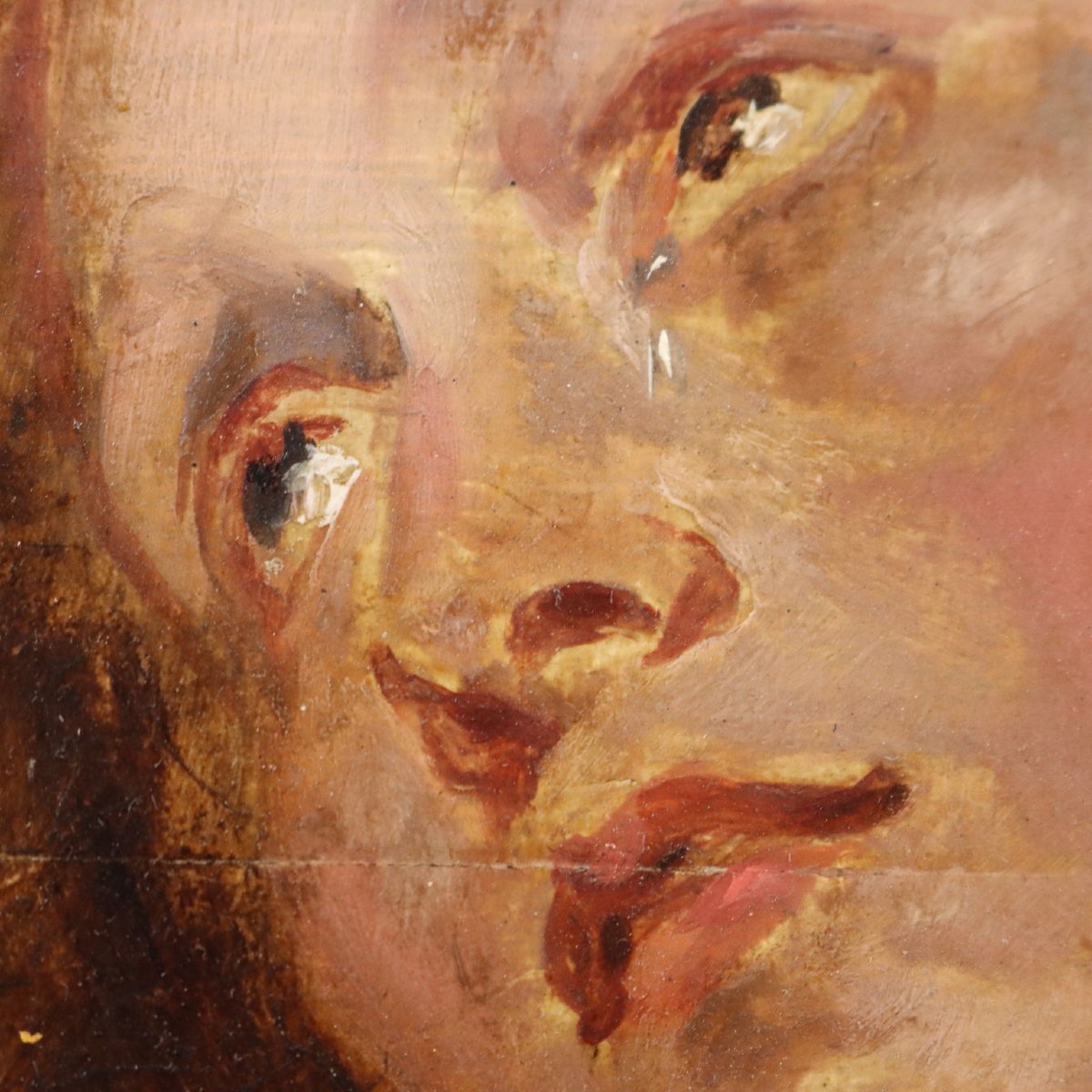 Ritratto di Maria Maddalena Seguace di Van Dyck Olio su Tavola '700 Originale-photo-1