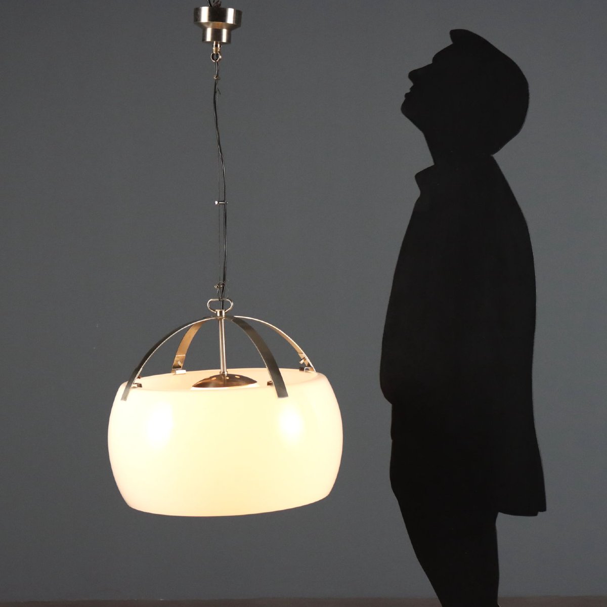 Lampadario Omega Design Vico Magistretti per Artemide Bianca Anni 50 Originale-photo-2