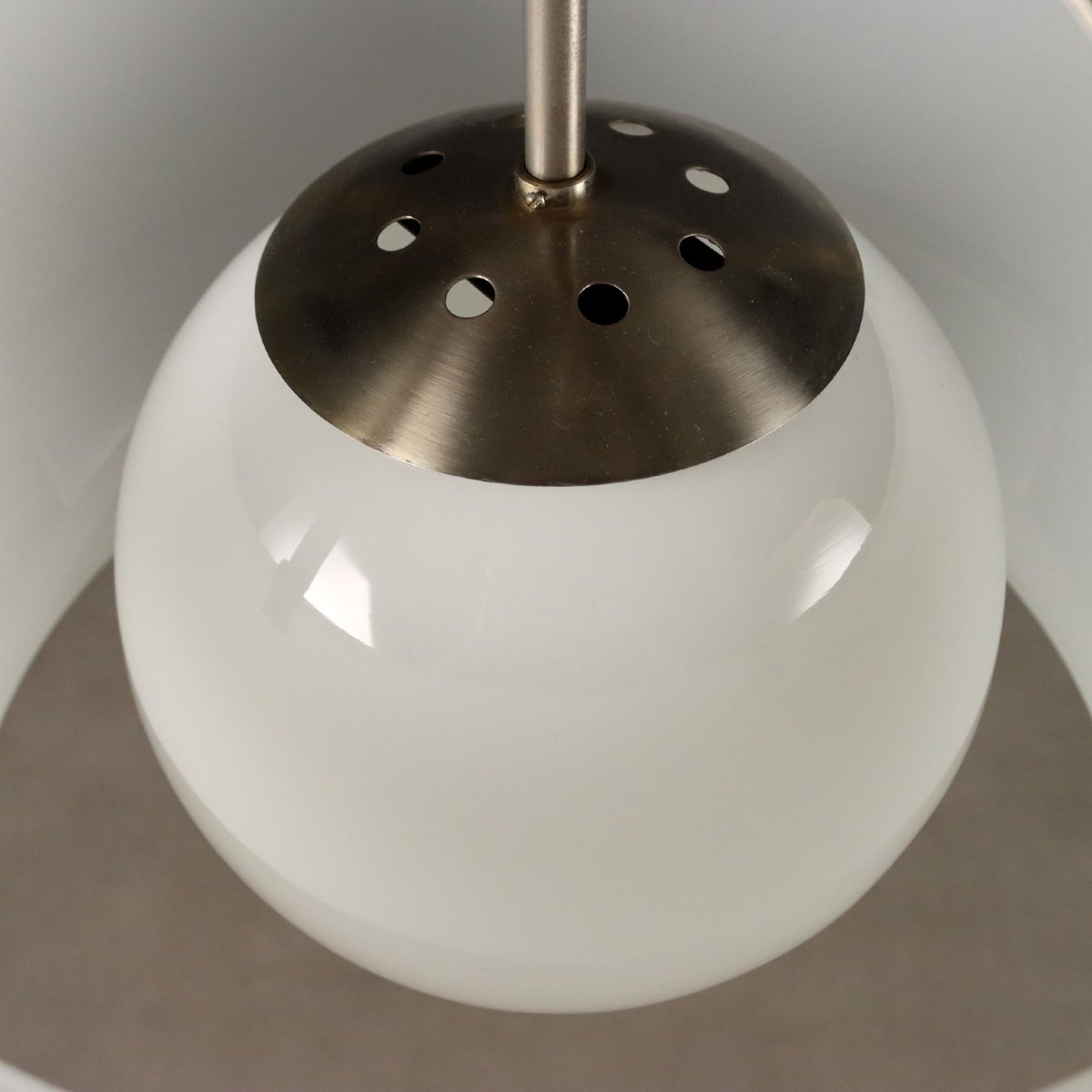 Lampadario Omega Design Vico Magistretti per Artemide Bianca Anni 50 Originale-photo-3