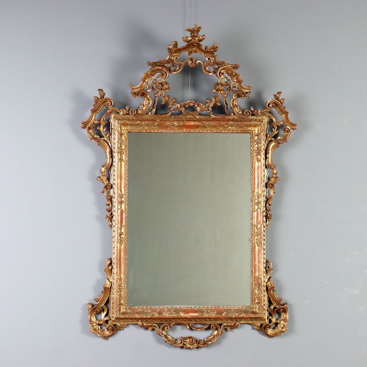 Specchiera in Legno Intagliato e Dorato Italia, inizio XX Secolo