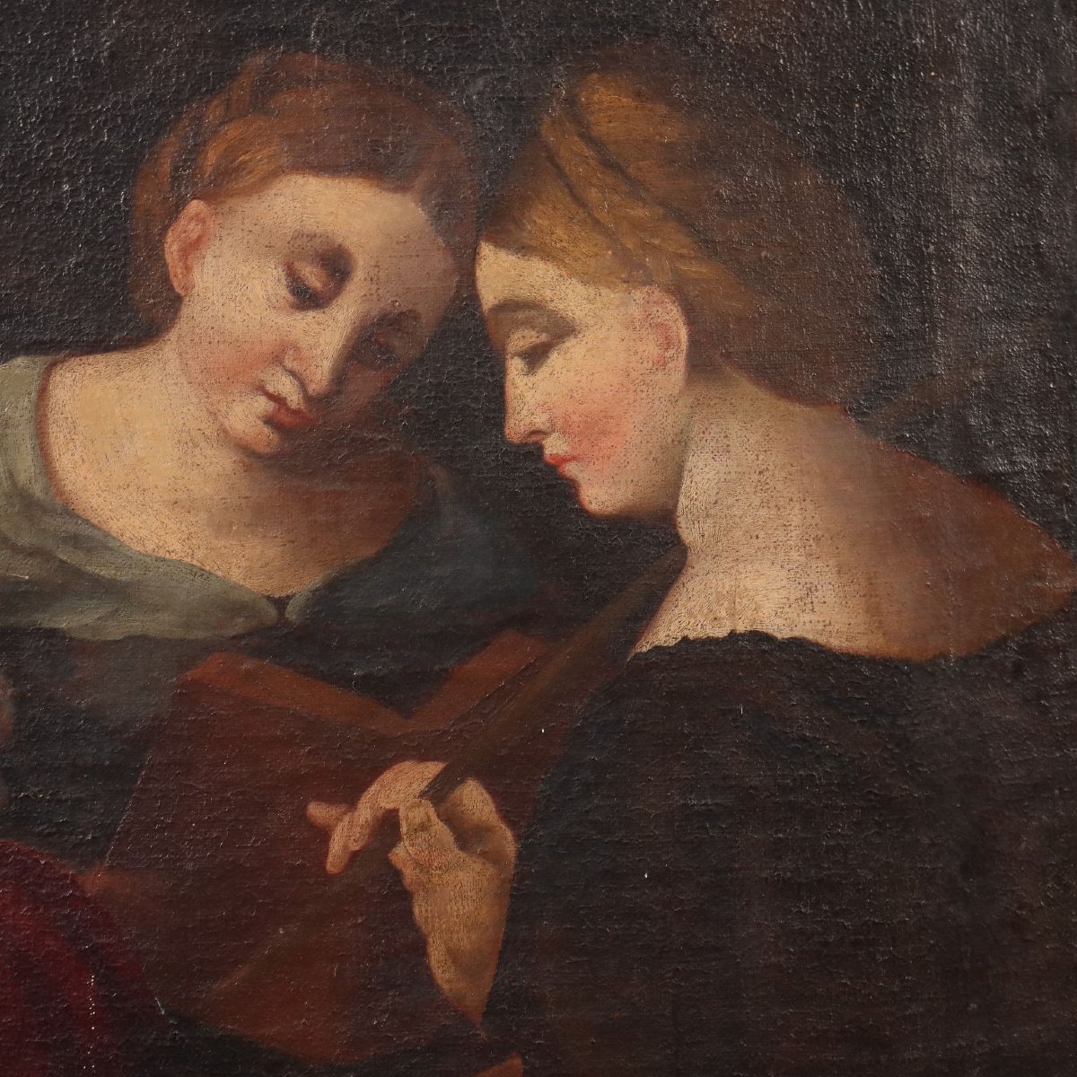 Copia da Jacopo Palma il Vecchio Dipinto Antico Sacra Conversazione XVII Secolo-photo-1