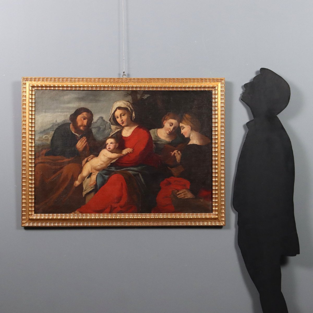 Copia da Jacopo Palma il Vecchio Dipinto Antico Sacra Conversazione XVII Secolo-photo-5