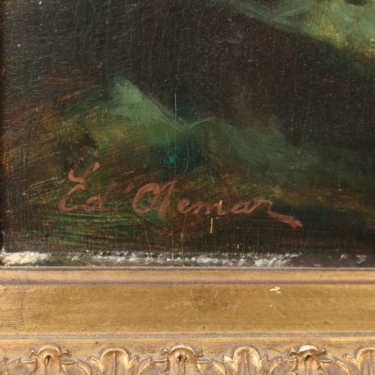 Edouard D'Otemar Ritratto Giovane Donna Dipinto Antico Olio su Tavola '800-photo-4