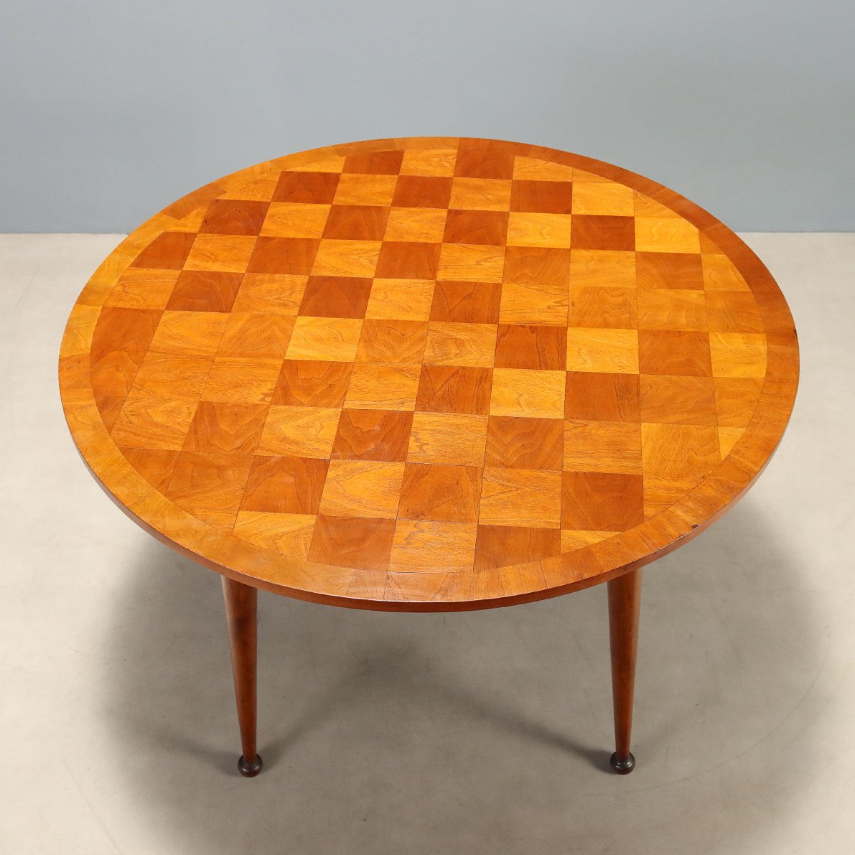 Tavolo Vintage Faggio Impiallacciato a Scacchiera Design Anni 50 Originale