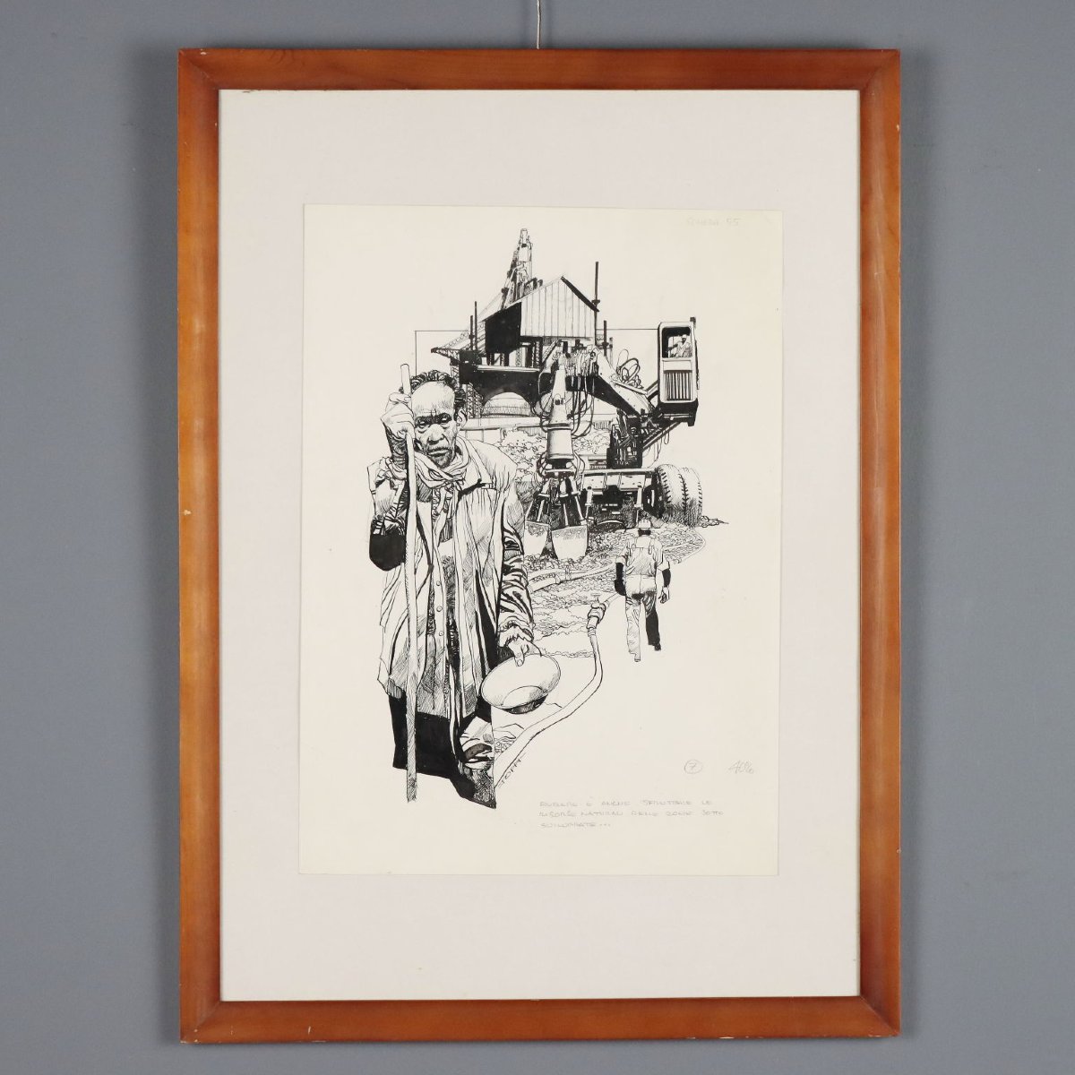 Sergio Toppi Tavola Illustrata Quadro China su Carta Firmato Originale