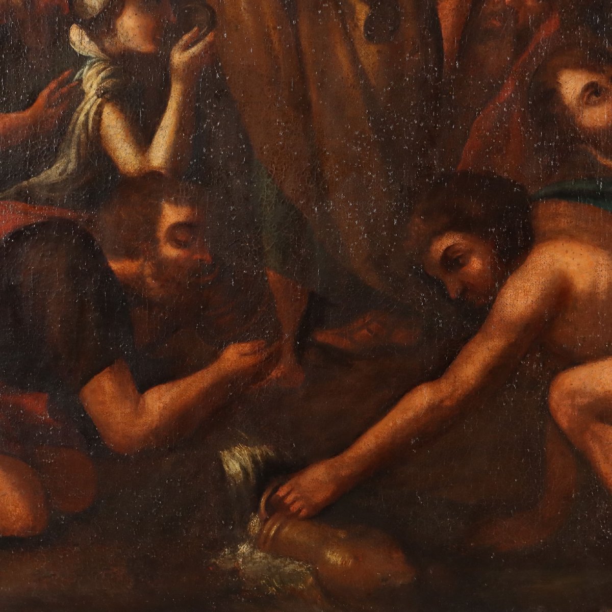 Dipinto Antico Mosè fa Scaturire l'Acqua dalla Roccia XVII Secolo Originale-photo-2