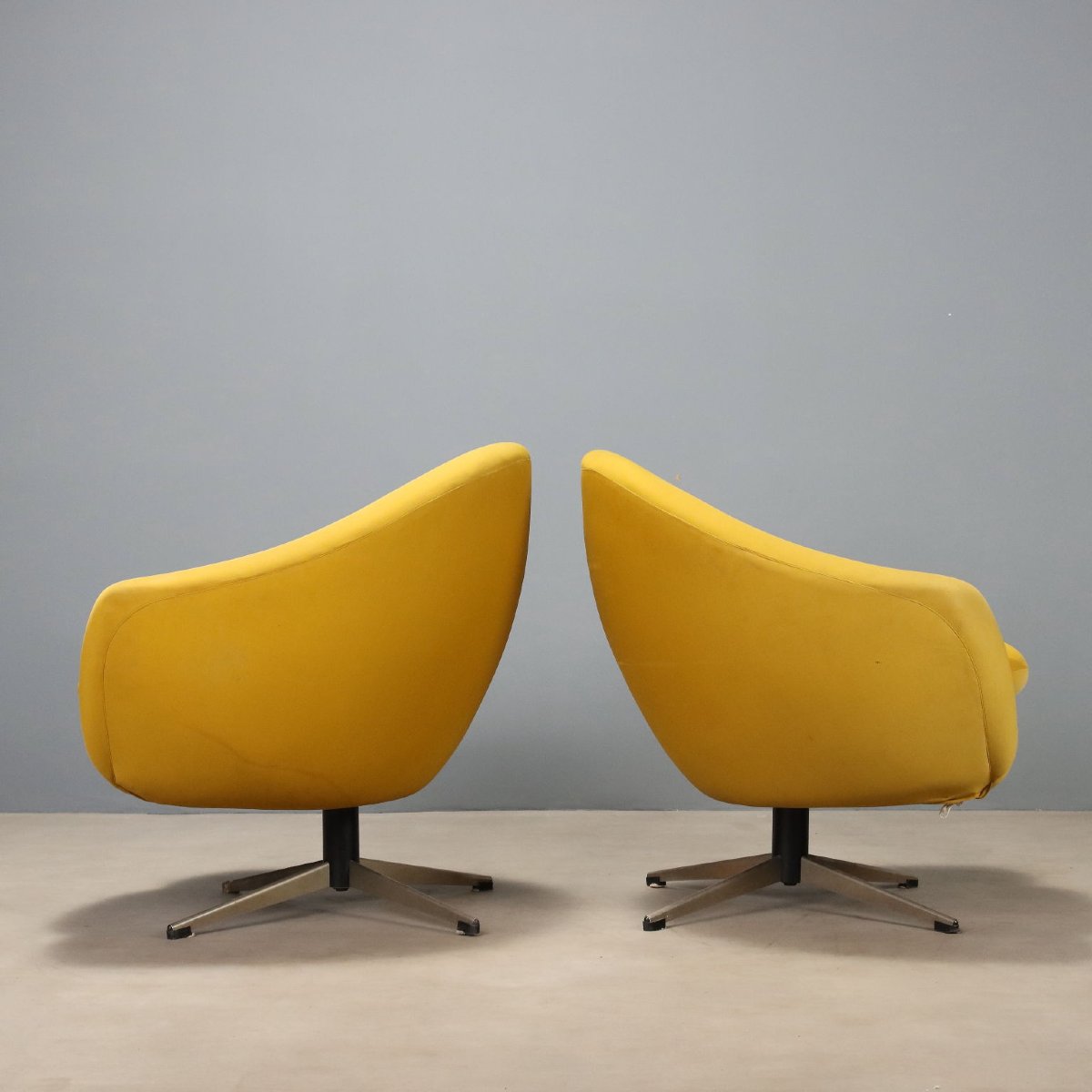 Poltrone Design Carl Eric Klote per Overman MFG Gialle Svezia Anni 60 Originali-photo-3
