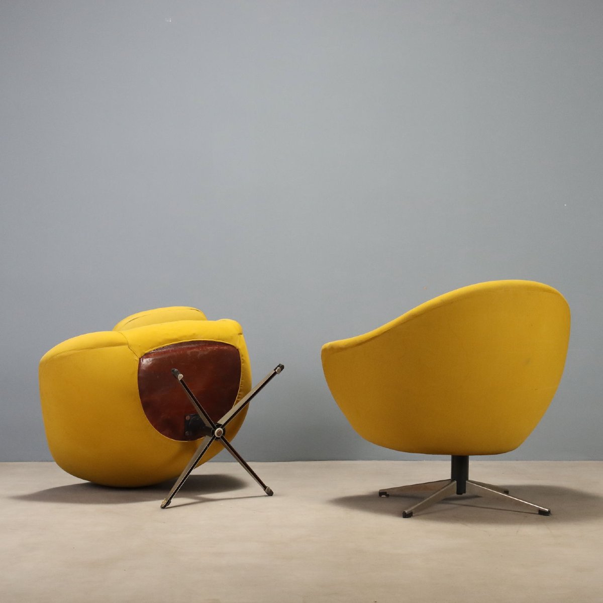 Poltrone Design Carl Eric Klote per Overman MFG Gialle Svezia Anni 60 Originali-photo-4