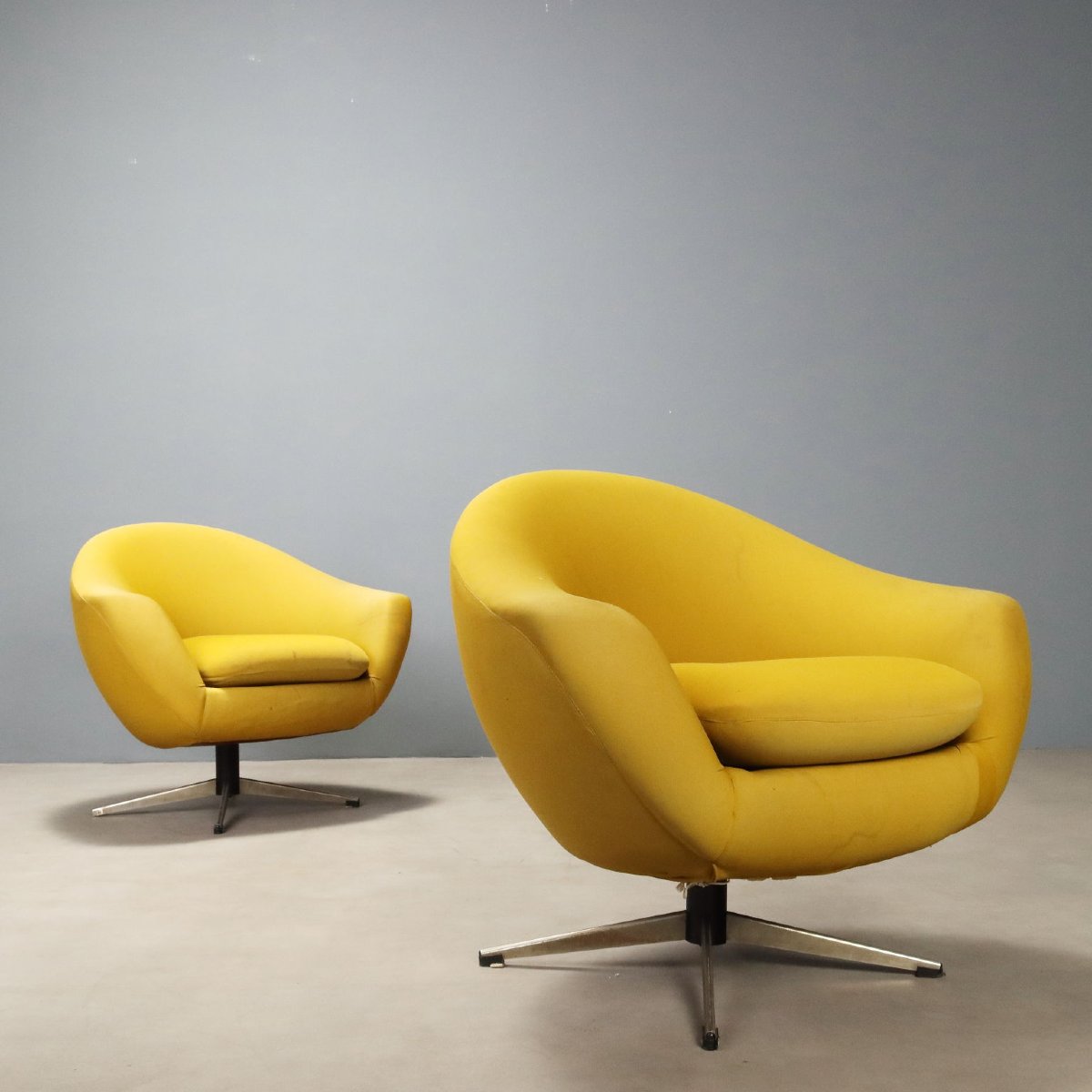 Poltrone Design Carl Eric Klote per Overman MFG Gialle Svezia Anni 60 Originali