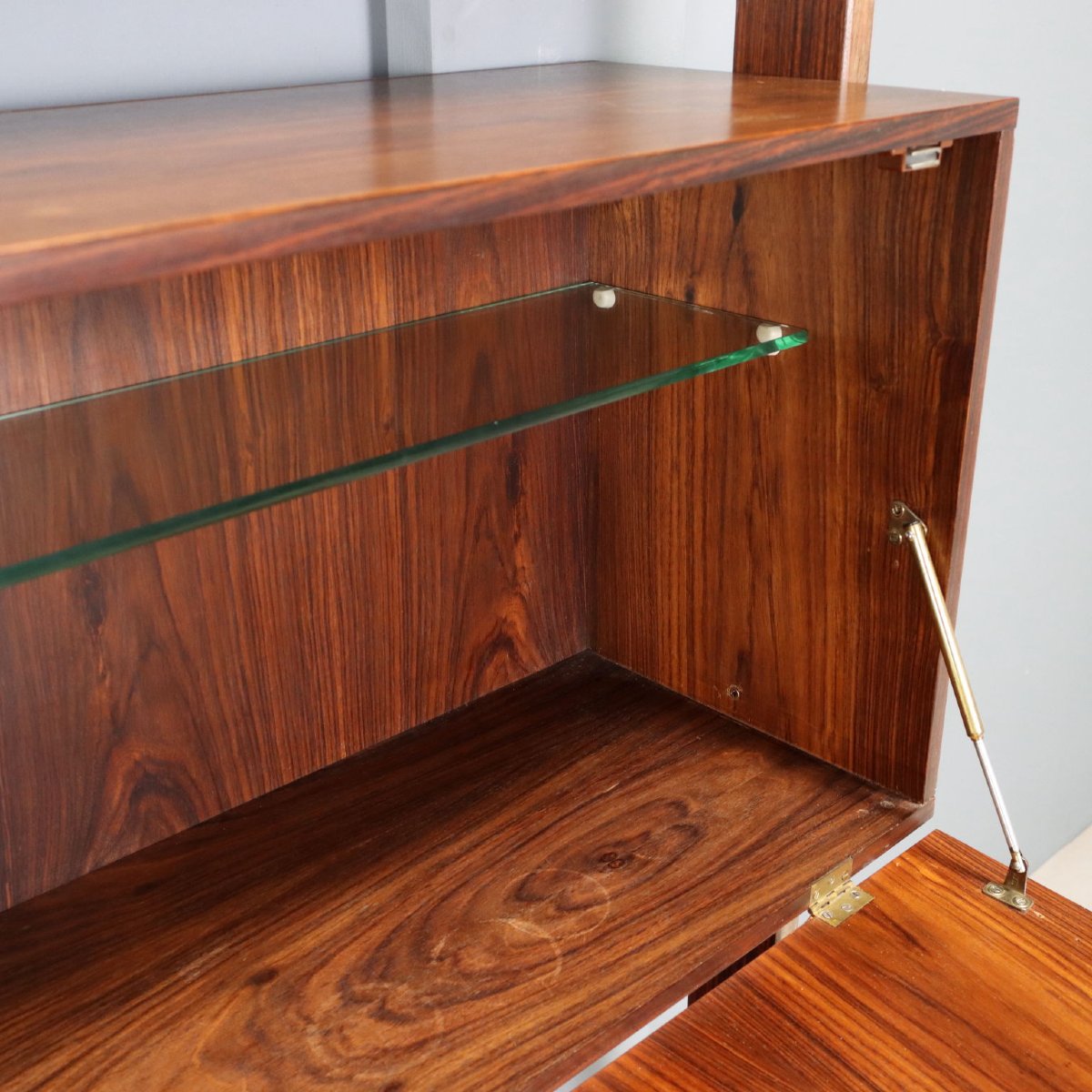 Libreria Vintage con Vano Bar Legno Impiallacciato Design Anni 50-60-photo-2