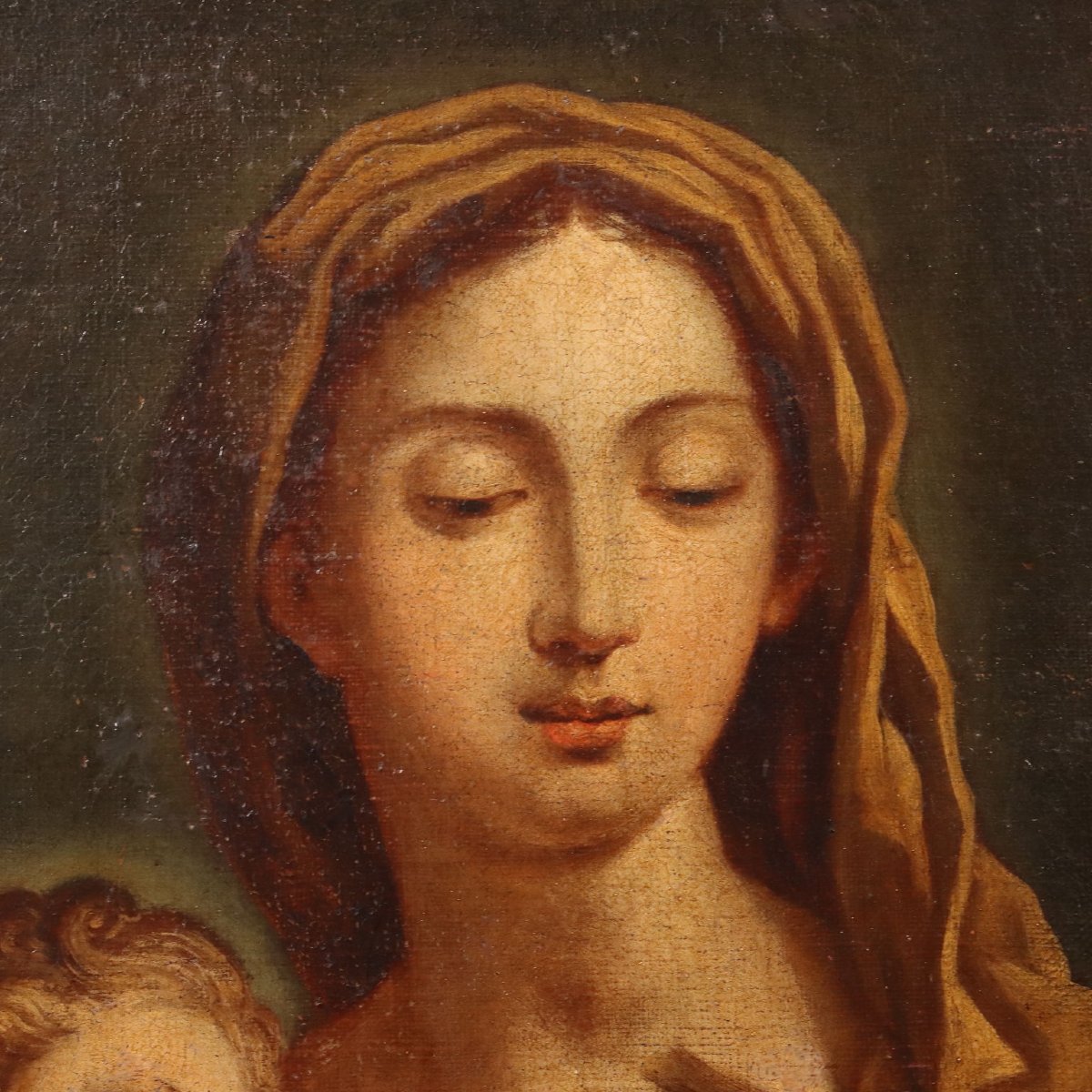 Dipinto Antico Copia da Francesco Trevisani Madonna Leggente '700 -photo-1
