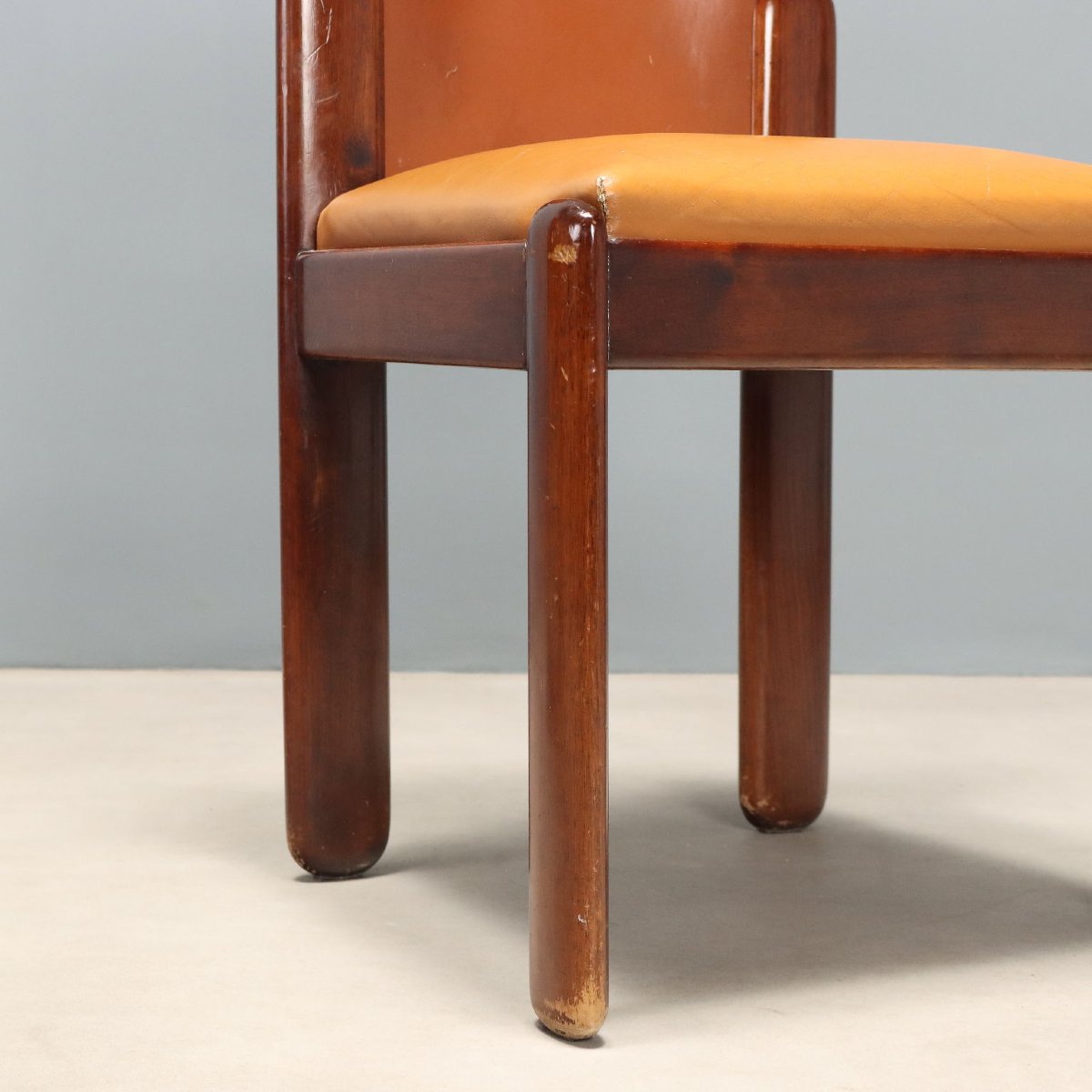 Set 8 Sedie Bernini Vintage Design Silvio Coppola Faggio Pelle Anni 60 Originali-photo-4