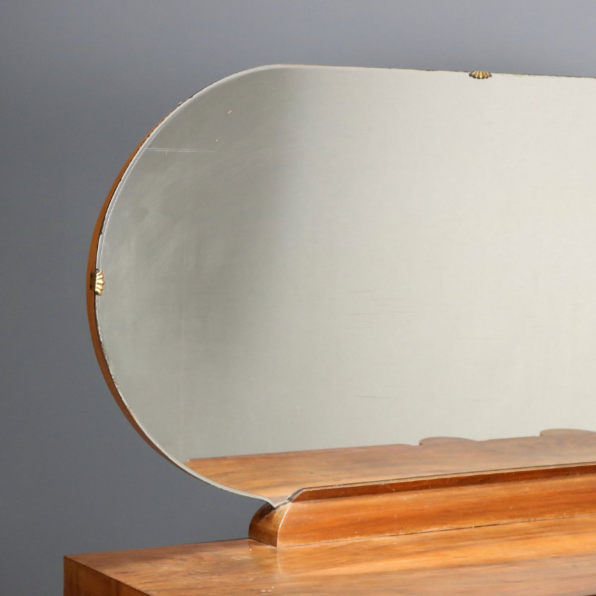 Comò Art Déco con Specchio Impiallacciato Noce Design Anni 20-30 Originale-photo-3