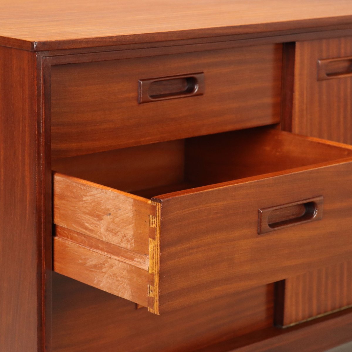 Sideboard Vintage Inglese Teak Cassetti Anta a Ribalta Design Anni 60 Originale-photo-3
