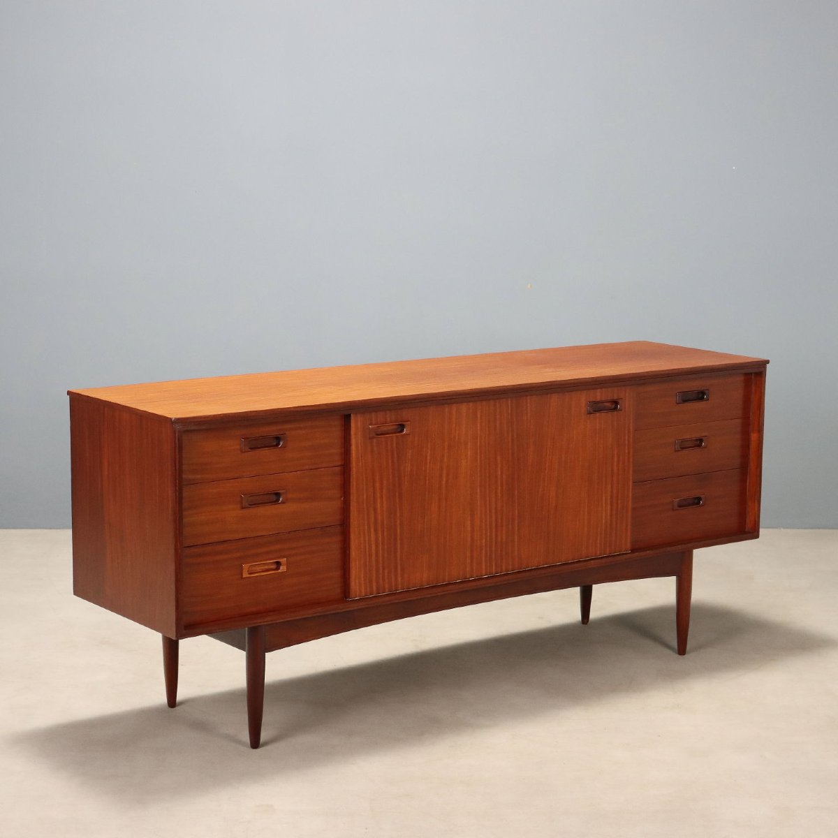 Sideboard Vintage Inglese Teak Cassetti Anta a Ribalta Design Anni 60 Originale