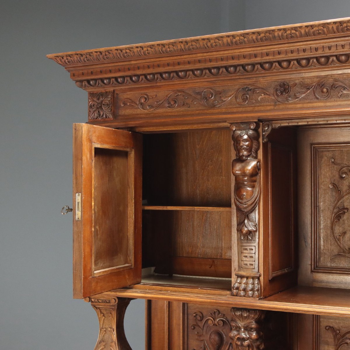 Credenza Neobarocca in Noce Italia Fine XIX Secolo-photo-3