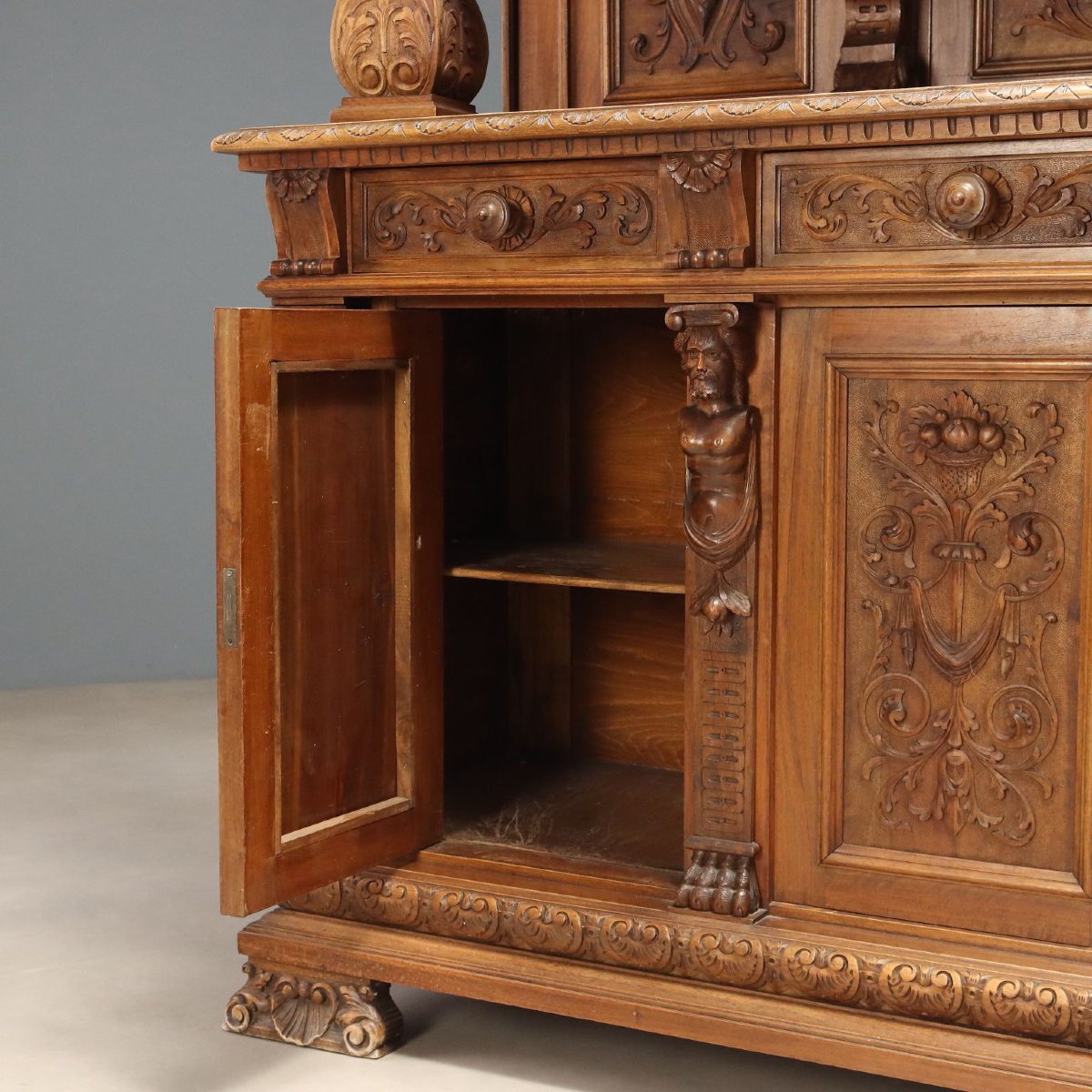 Credenza Neobarocca in Noce Italia Fine XIX Secolo-photo-4
