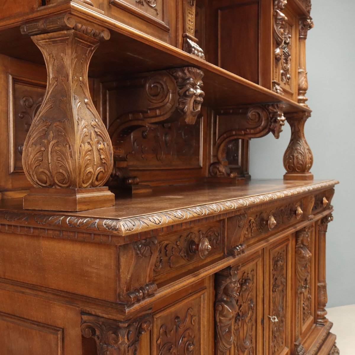 Credenza Neobarocca in Noce Italia Fine XIX Secolo-photo-7