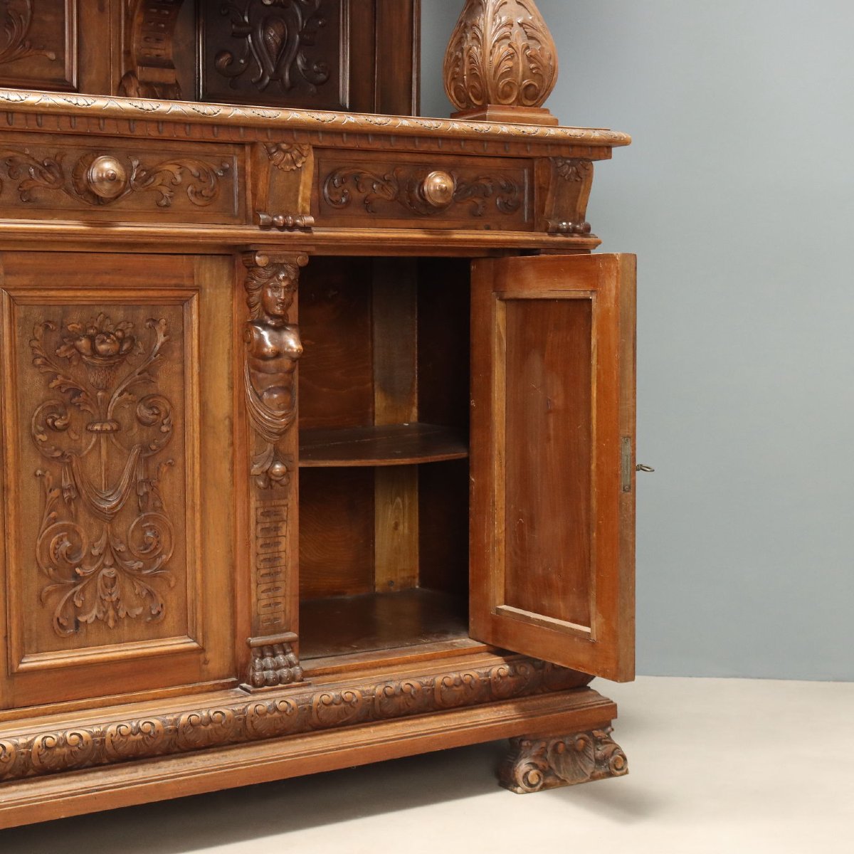 Credenza Neobarocca in Noce Italia Fine XIX Secolo-photo-8