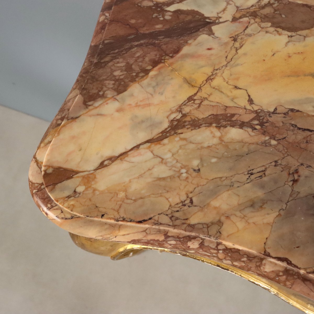 Consolle in Legno Dorato con Piano in Marmo Italia Metà XIX Secolo-photo-4