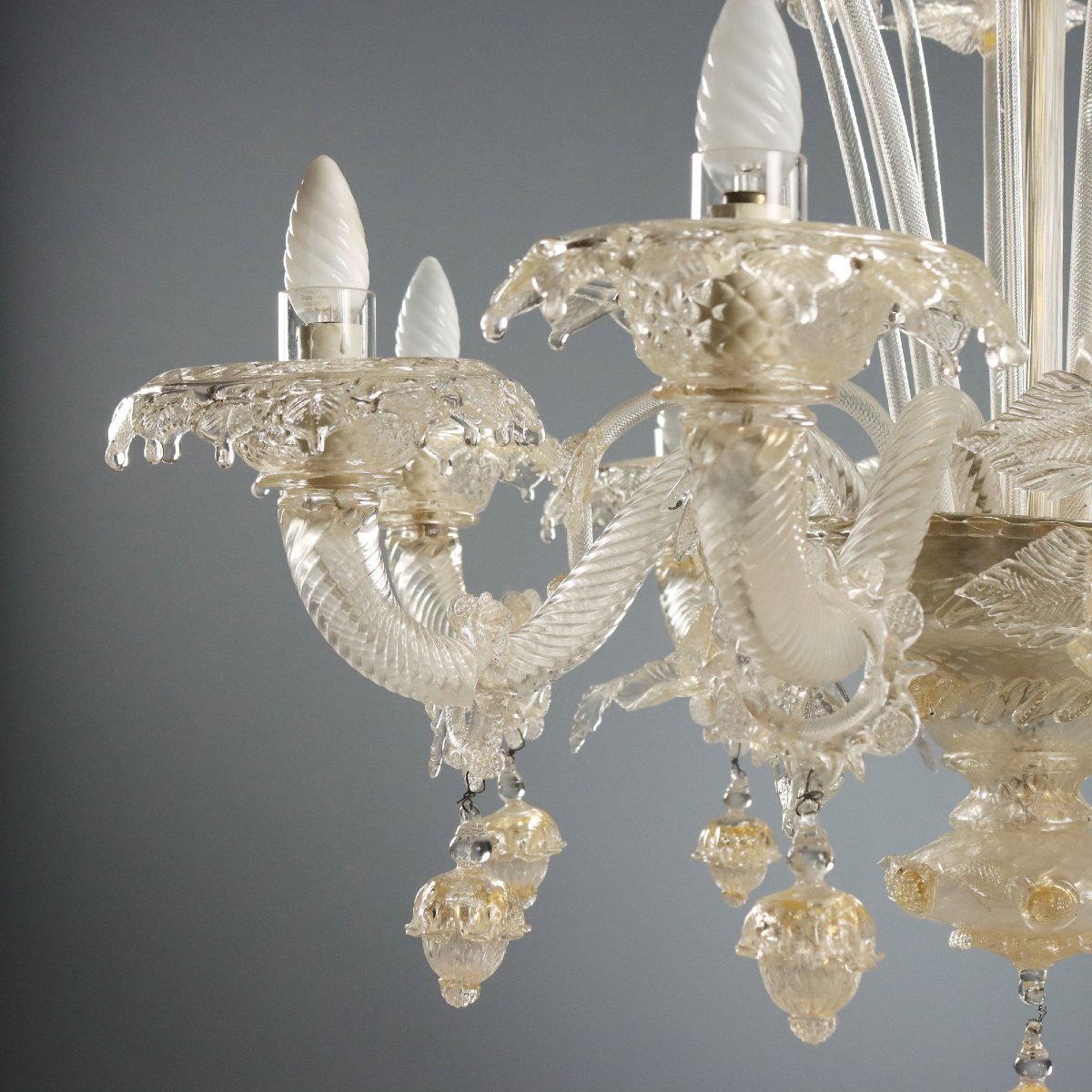 Lampadario in Vetro Soffiato Veneziano Murano Metà XIX Secolo-photo-4