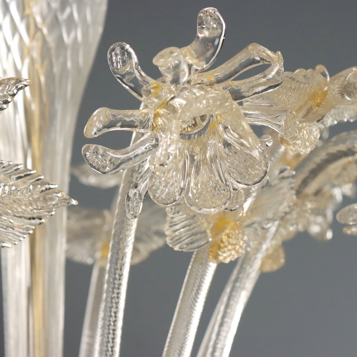 Lampadario in Vetro Soffiato Veneziano Murano Metà XIX Secolo-photo-1