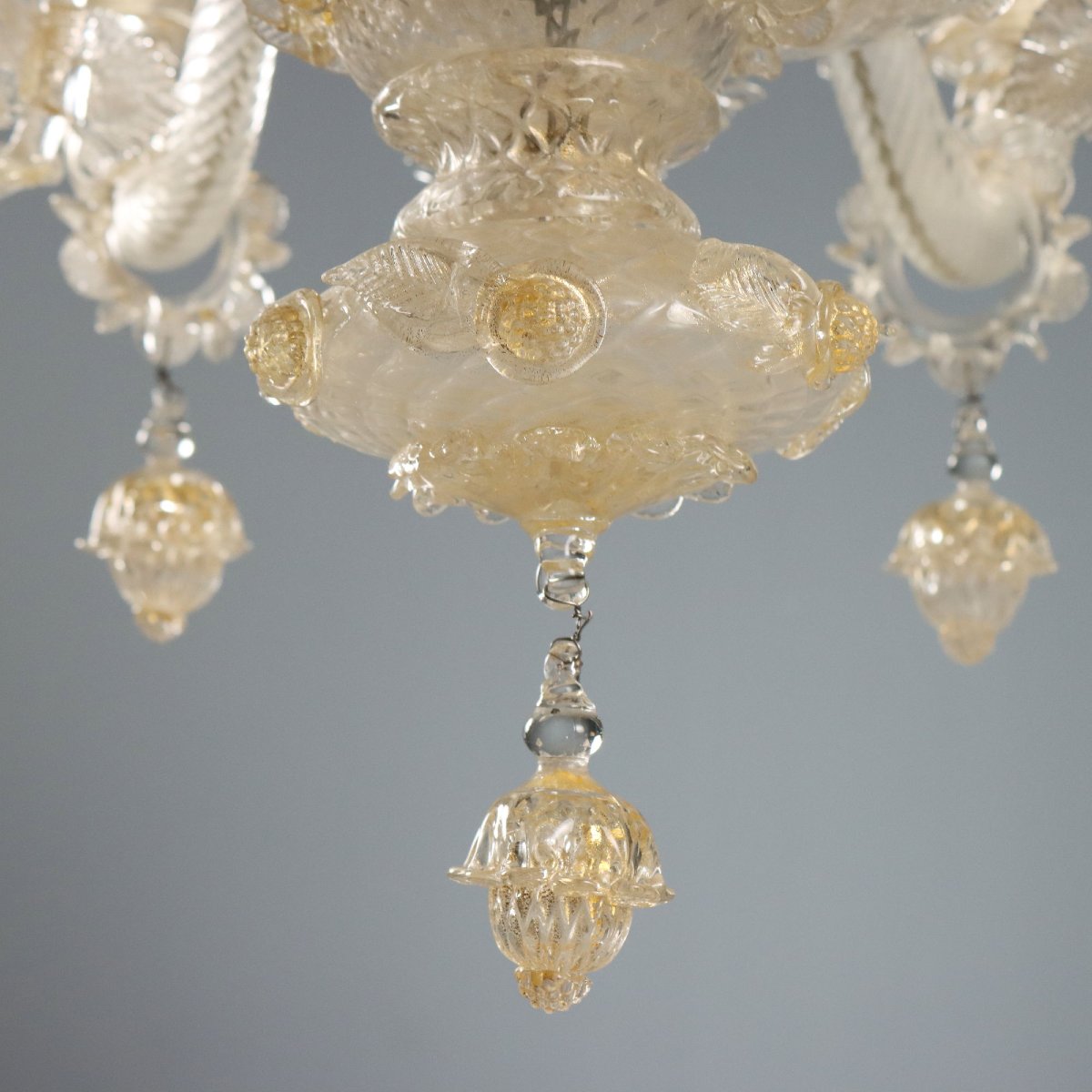 Lampadario in Vetro Soffiato Veneziano Murano Metà XIX Secolo-photo-3