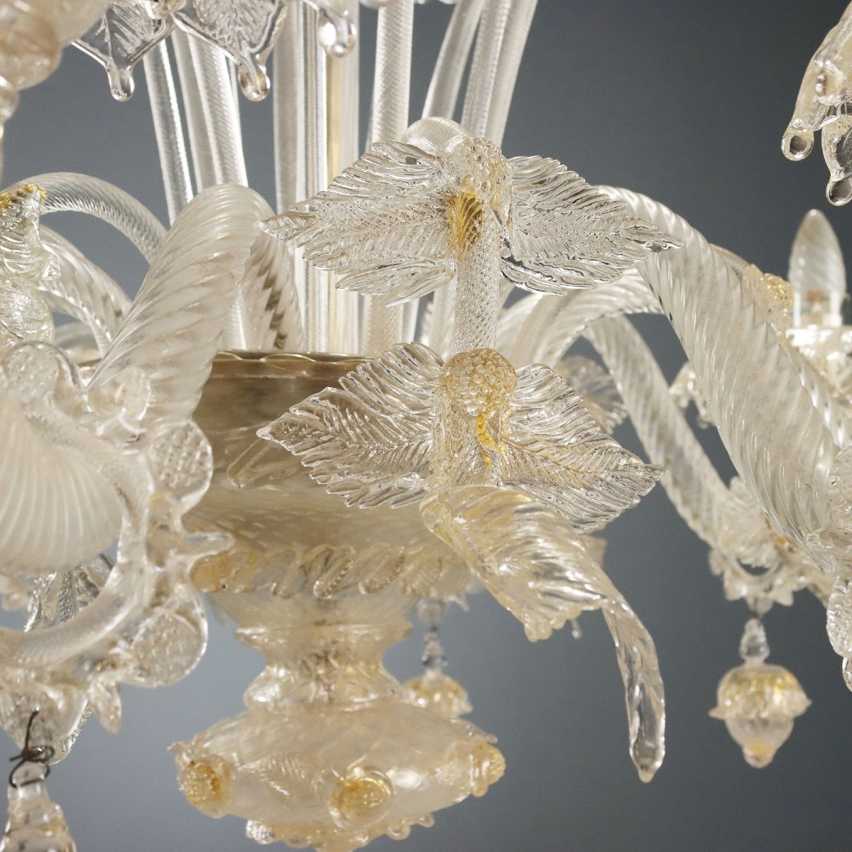 Lampadario in Vetro Soffiato Veneziano Murano Metà XIX Secolo-photo-4
