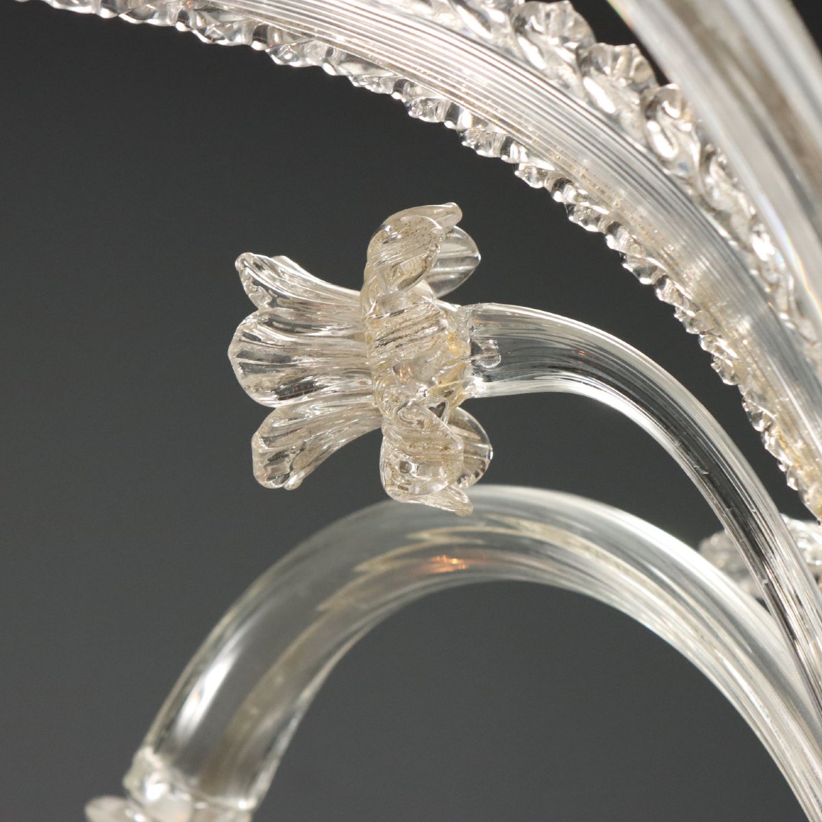 Lampadario in Vetro Soffiato Veneziano con Sfumature Dorate Murano Fine XIX Secolo-photo-1