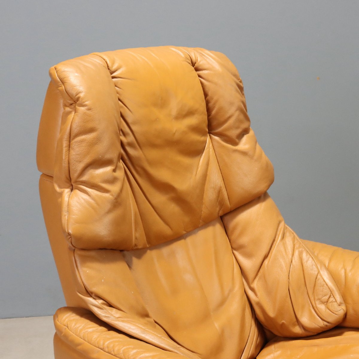 Poltrona Vintage Ekornes con Poggiapiedi Pelle Cognac Design Anni 80 Originale-photo-3