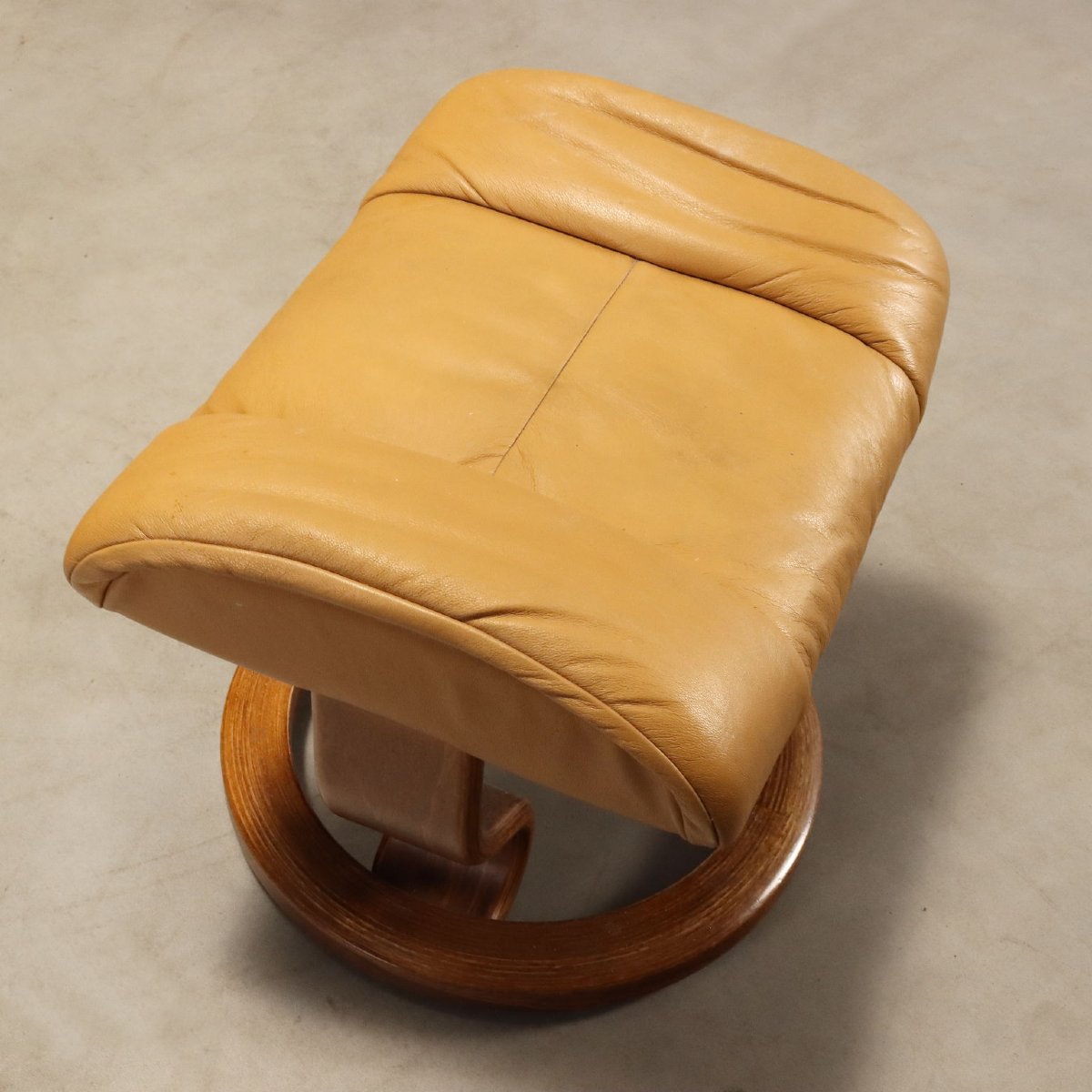 Poltrona Vintage Ekornes con Poggiapiedi Pelle Cognac Design Anni 80 Originale-photo-5