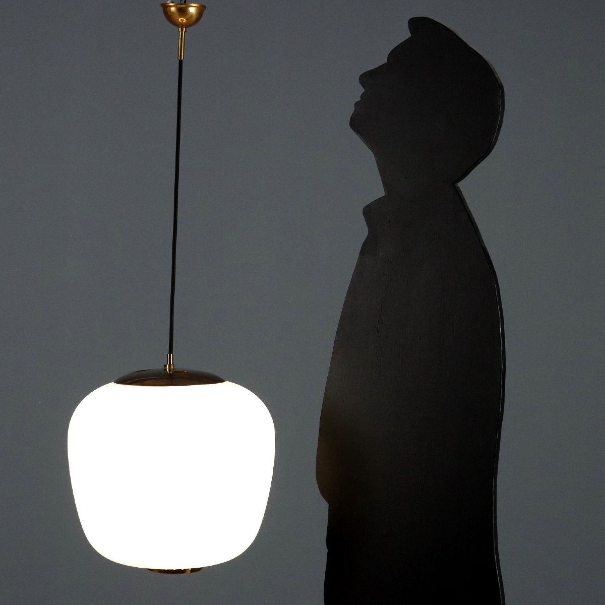 Lampada Stilnovo Vintage Vetro Opalino Metallo Design Anni 60 Originale-photo-2