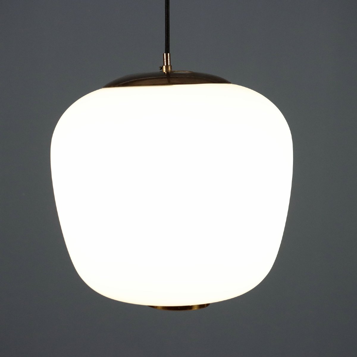 Lampada Stilnovo Vintage Vetro Opalino Metallo Design Anni 60 Originale-photo-4