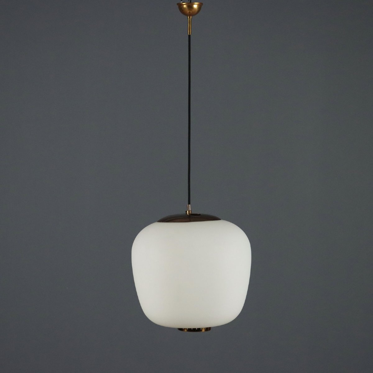 Lampada Stilnovo Vintage Vetro Opalino Metallo Design Anni 60 Originale-photo-3