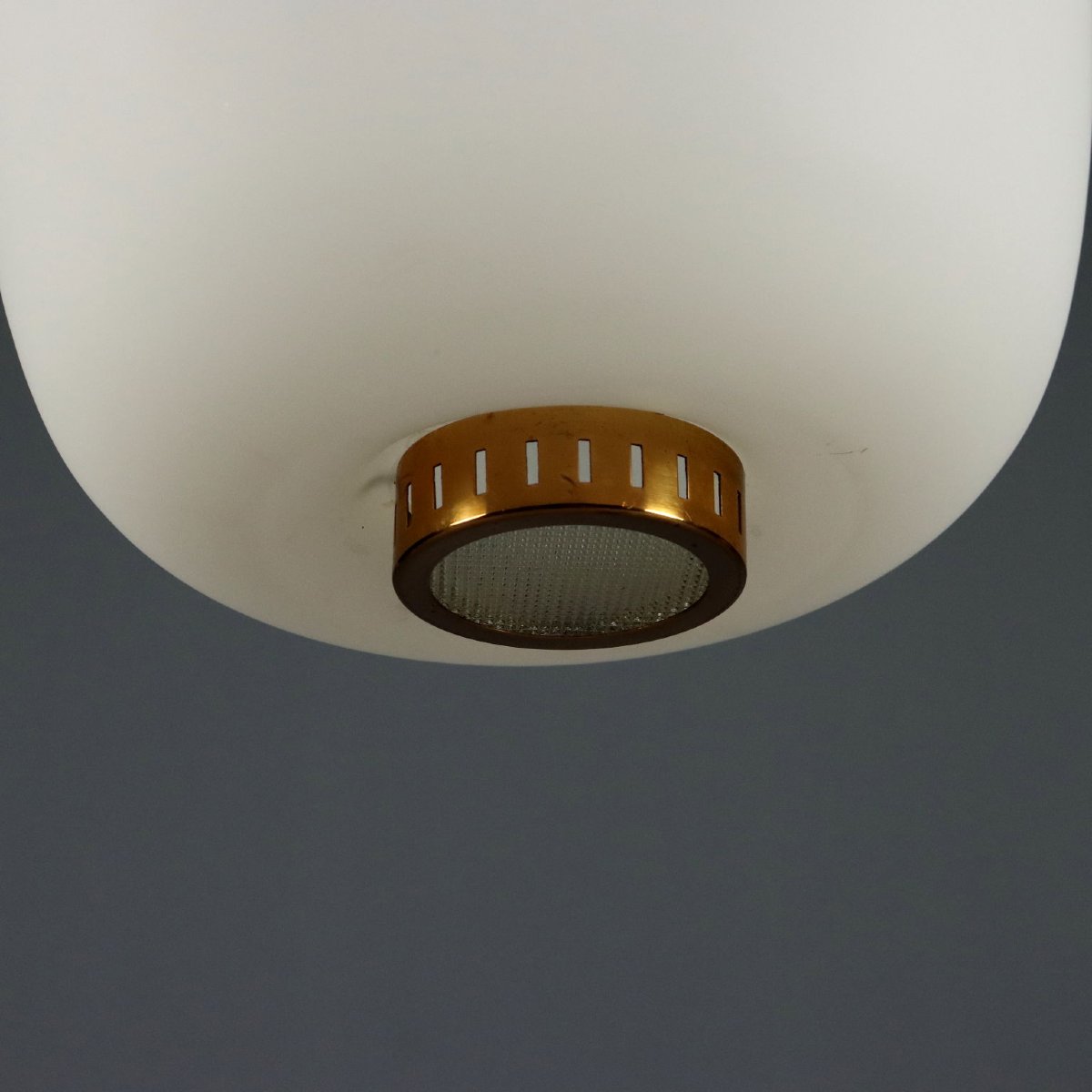 Lampada Stilnovo Vintage Vetro Opalino Metallo Design Anni 60 Originale-photo-4