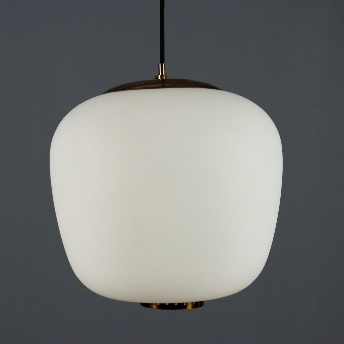 Lampada Stilnovo Vintage Vetro Opalino Metallo Design Anni 60 Originale-photo-5