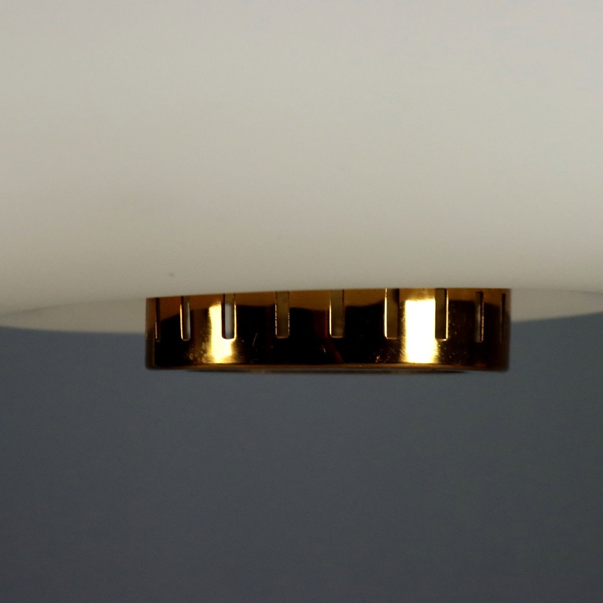 Lampada Stilnovo Vintage Vetro Opalino Metallo Design Anni 60 Originale-photo-6
