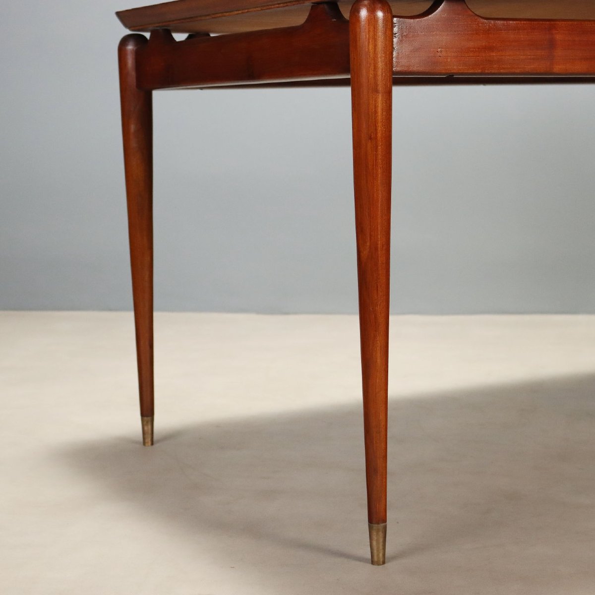 Tavolo da Pranzo Vintage Teak Piano in Vetro Italia Design Anni 50-60 Originale-photo-2