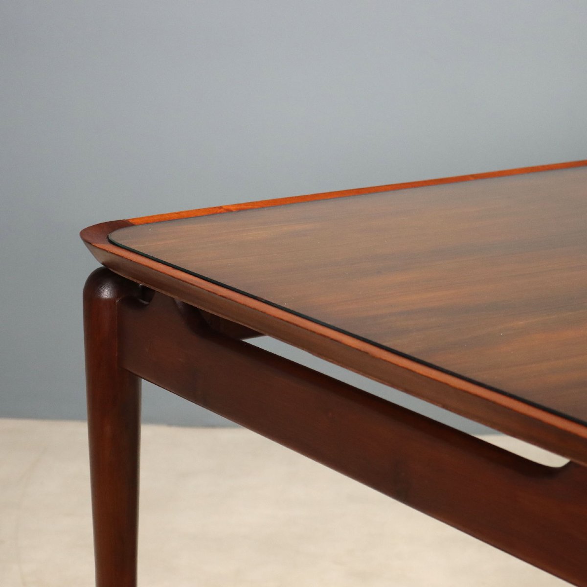 Tavolo da Pranzo Vintage Teak Piano in Vetro Italia Design Anni 50-60 Originale-photo-3