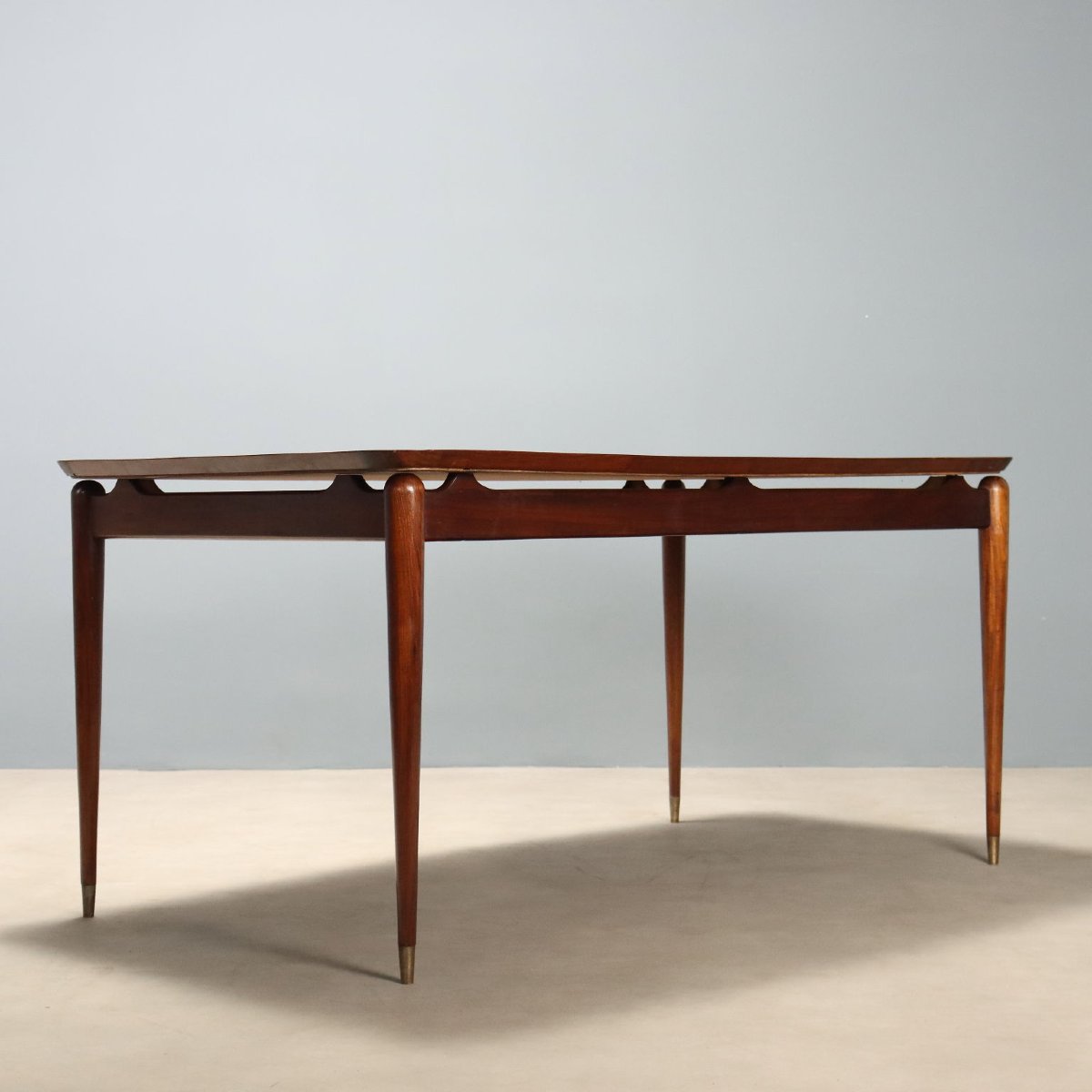 Tavolo da Pranzo Vintage Teak Piano in Vetro Italia Design Anni 50-60 Originale-photo-5