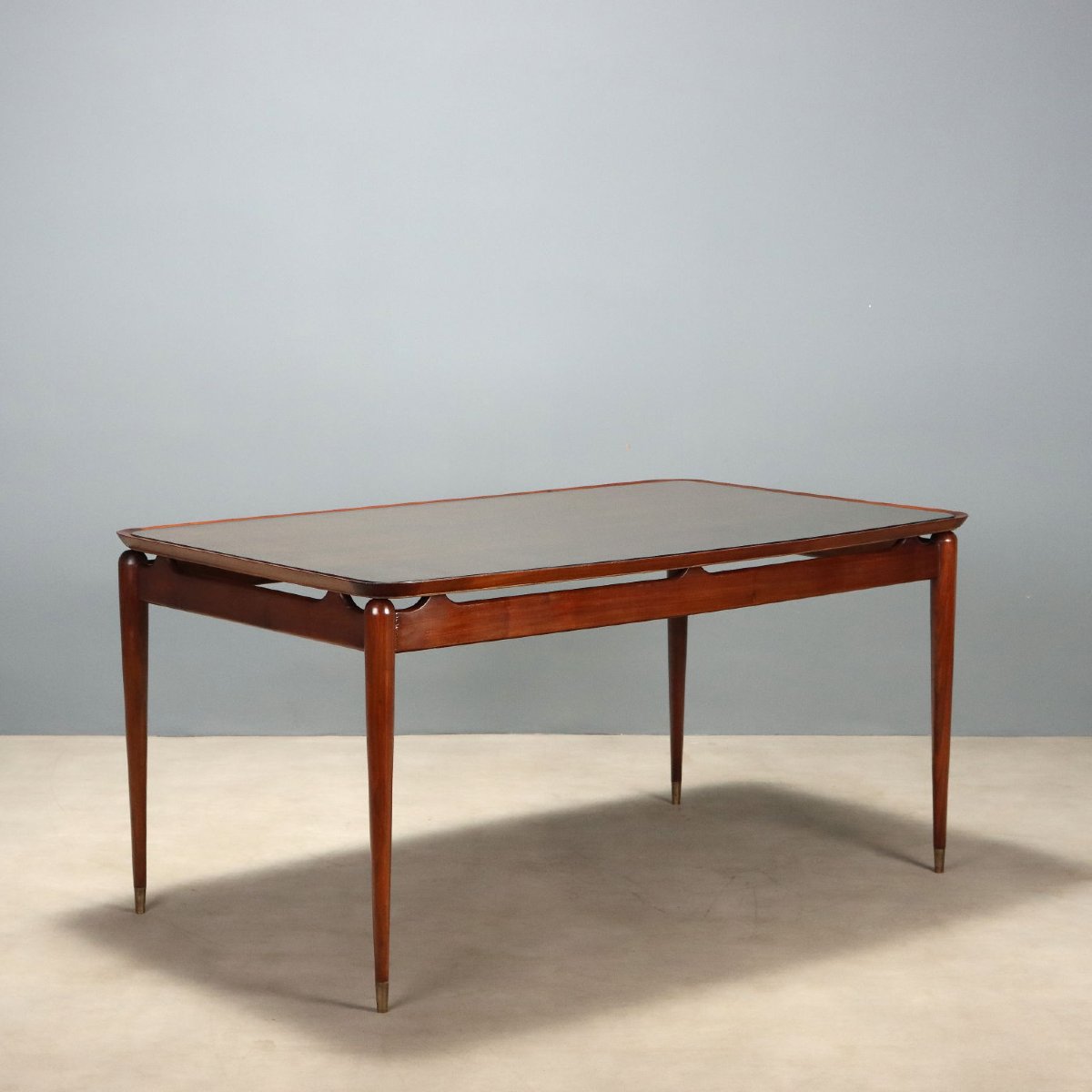 Tavolo da Pranzo Vintage Teak Piano in Vetro Italia Design Anni 50-60 Originale