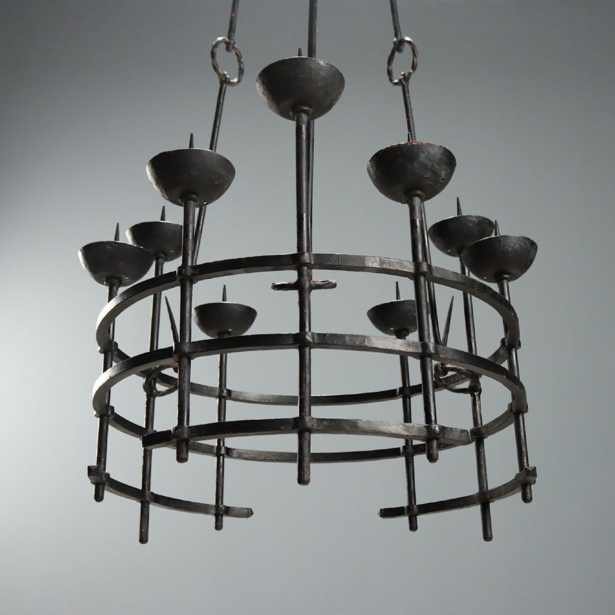 Lampadario in Ferro Battuto di Alberto Gerardi Italia Inizio XIX Secolo-photo-2