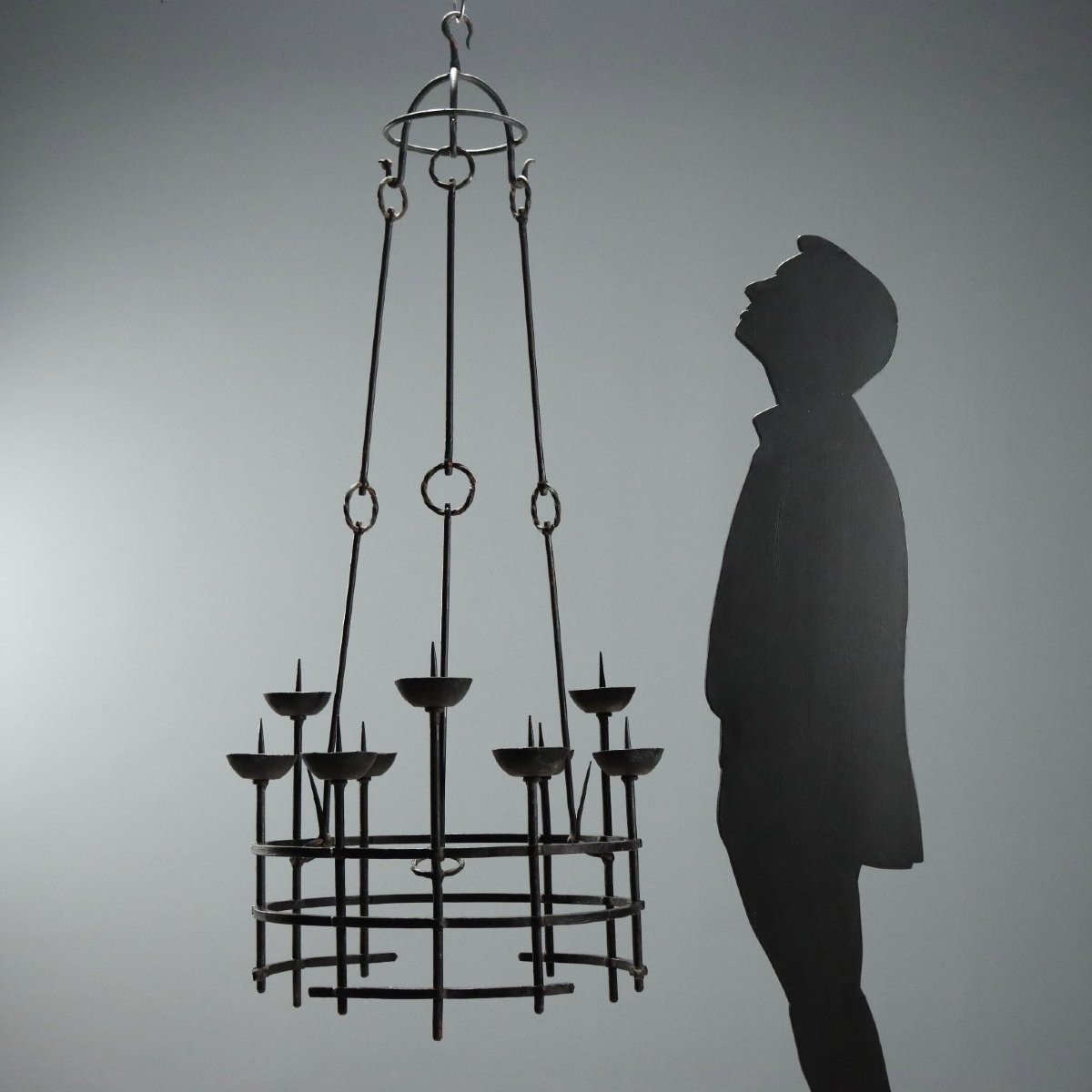Lampadario in Ferro Battuto di Alberto Gerardi Italia Inizio XIX Secolo-photo-3