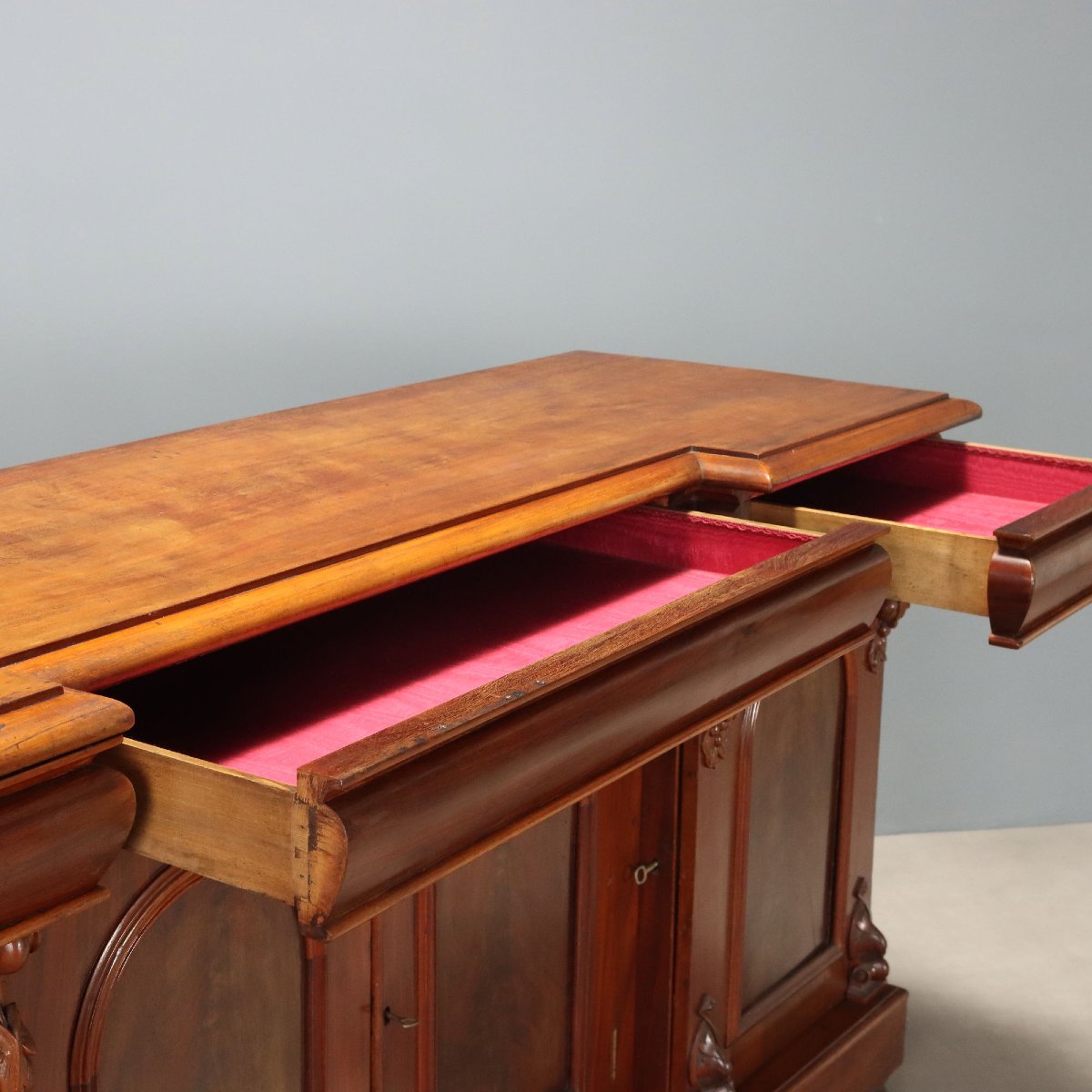 Credenza Vittoriana in Mogano Intagliato Inghilterra Fine XIX Secolo-photo-1
