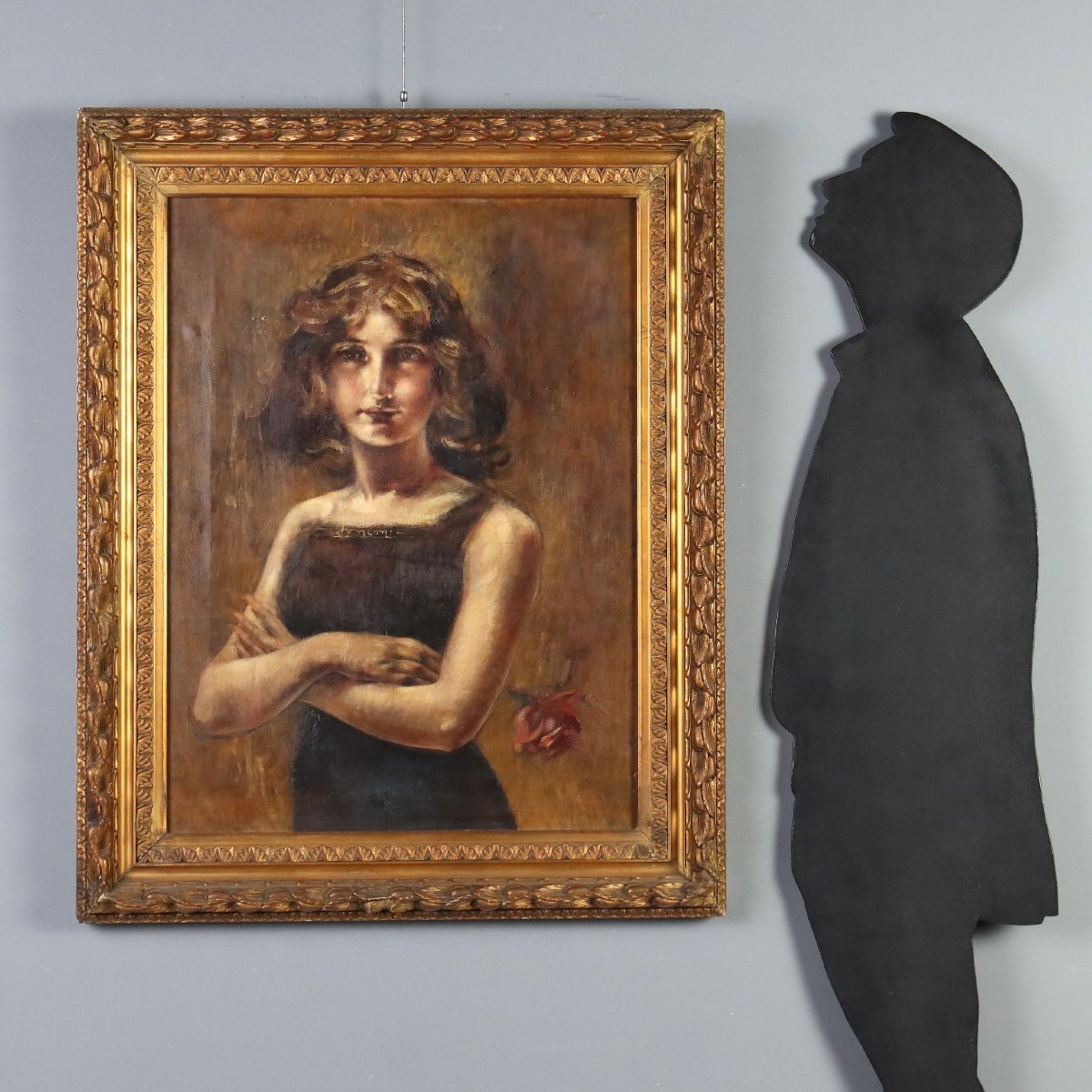 Dipinto Antico Firmato Luigi Conconi Olio su Tela Italia XIX Secolo-photo-2