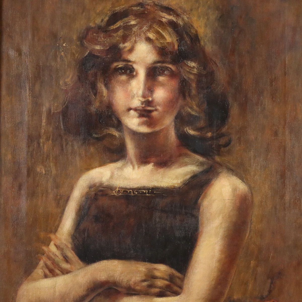 Dipinto Antico Firmato Luigi Conconi Olio su Tela Italia XIX Secolo-photo-3