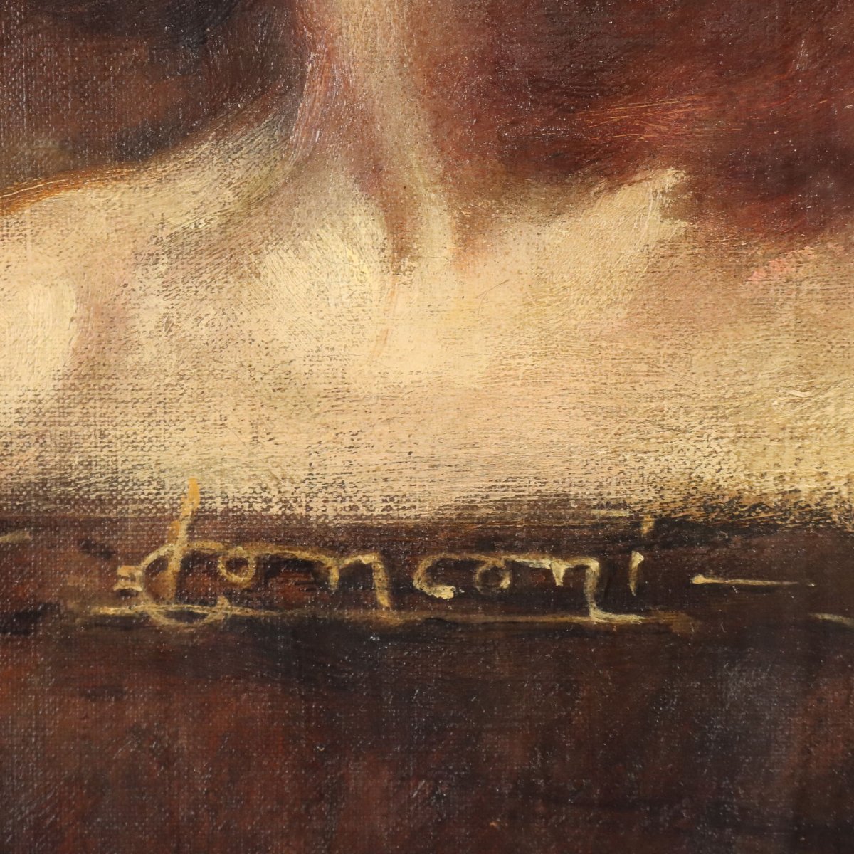 Dipinto Antico Firmato Luigi Conconi Olio su Tela Italia XIX Secolo-photo-2