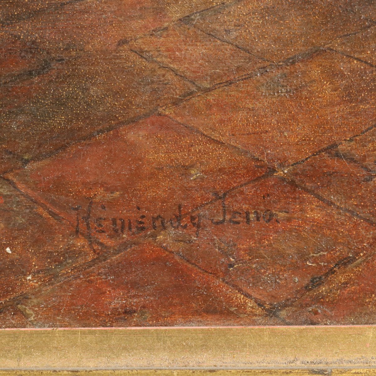 Jeno Chemendy Interno con Monaco Dipinto Antico Firmato '800 Originale-photo-5