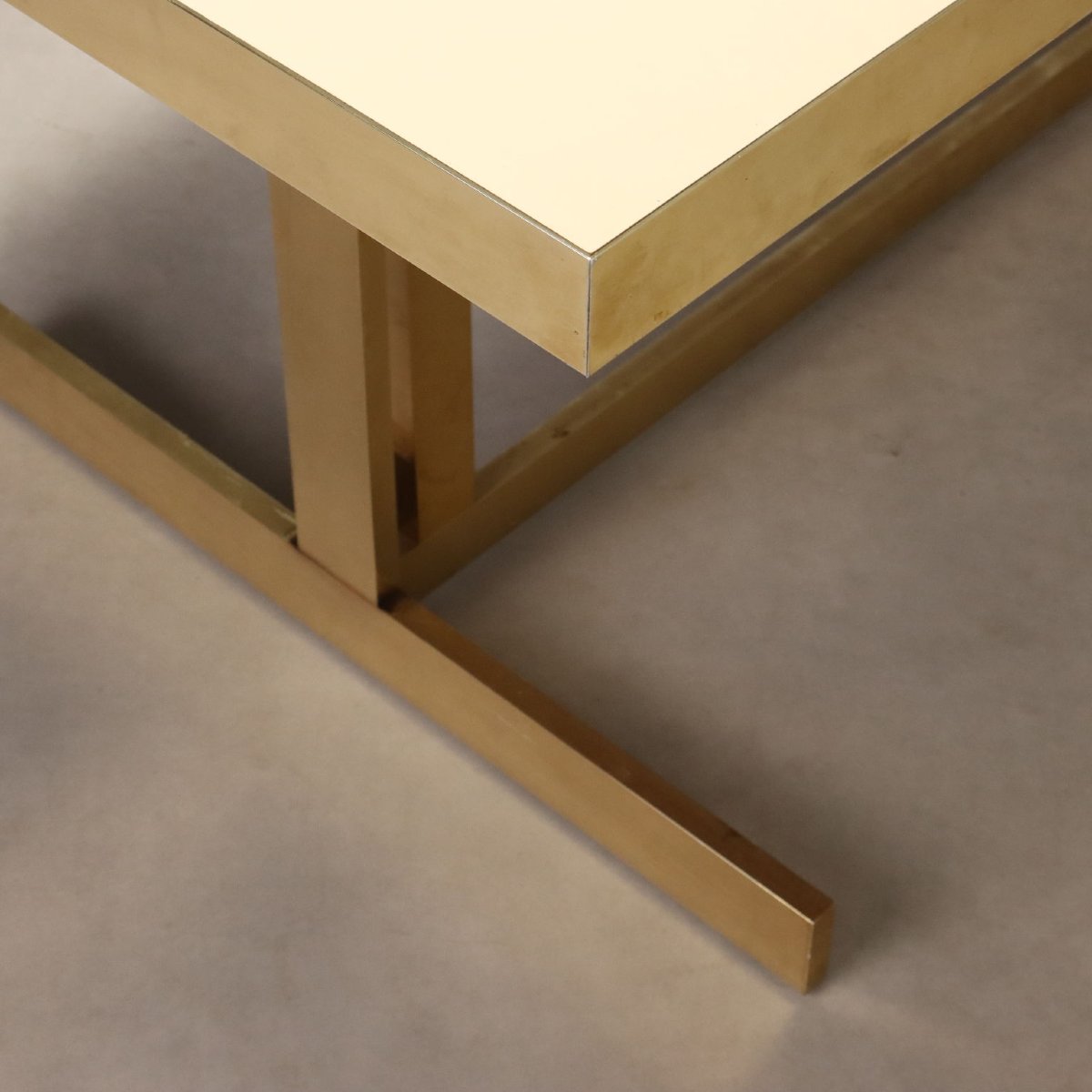 Tavolo Vintage Design Mario Sabot Ottone Laminato Crema Italia Anni 80 Originale-photo-2